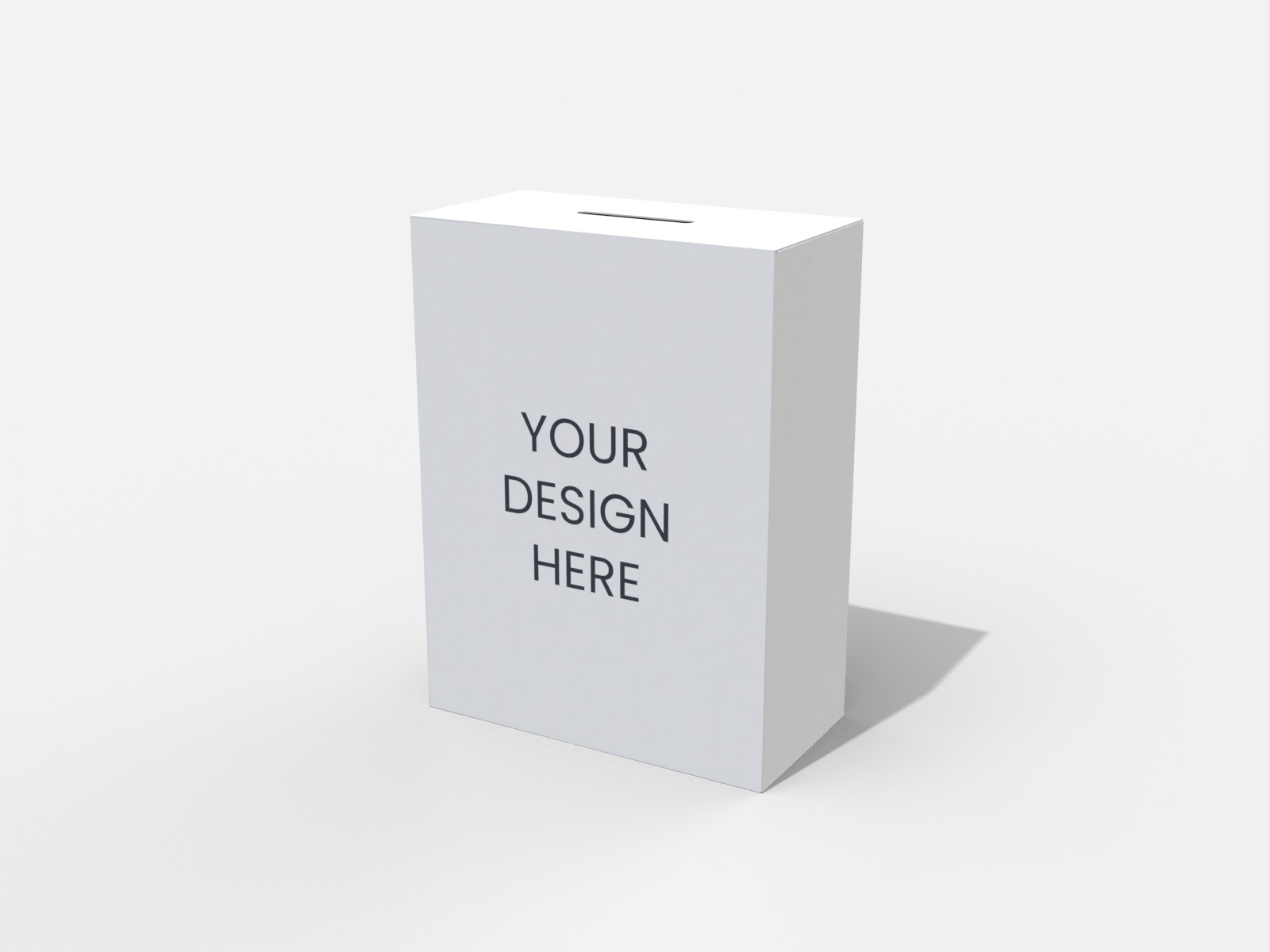 Tuck end box with hanging — White paperboard