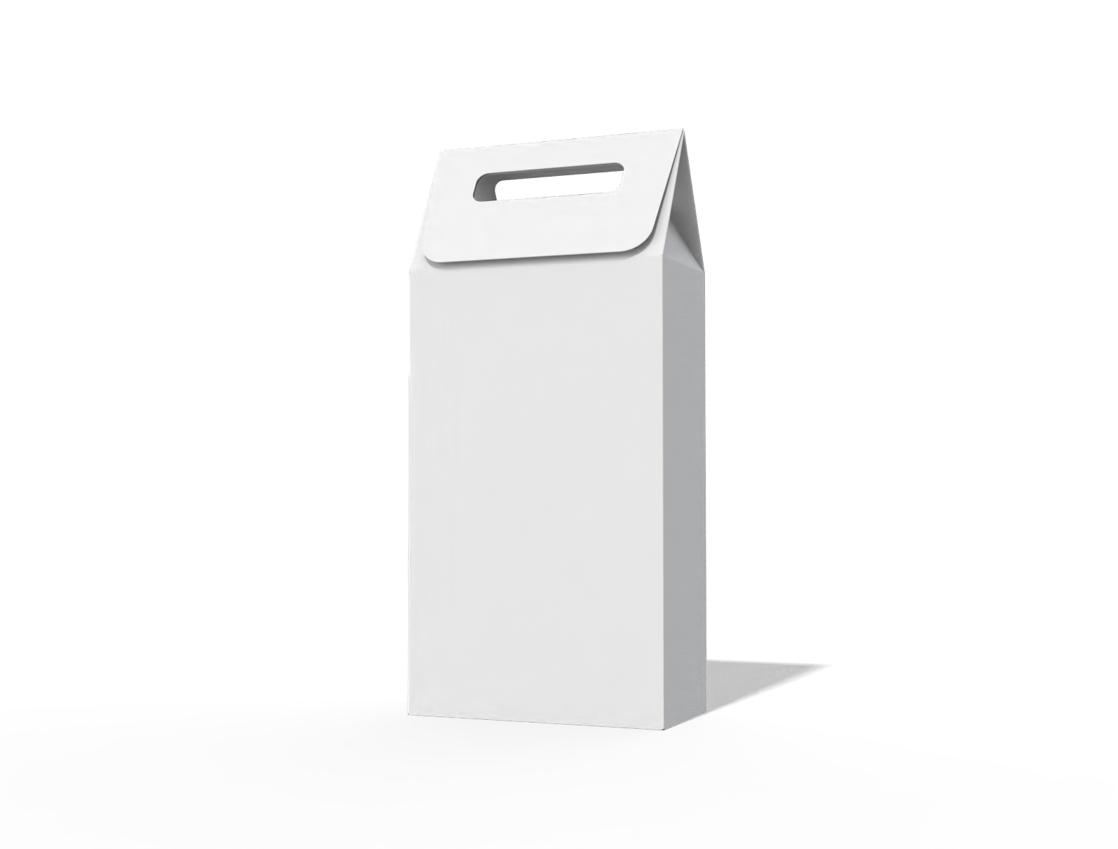 Tuck end box with handle — White paperboard