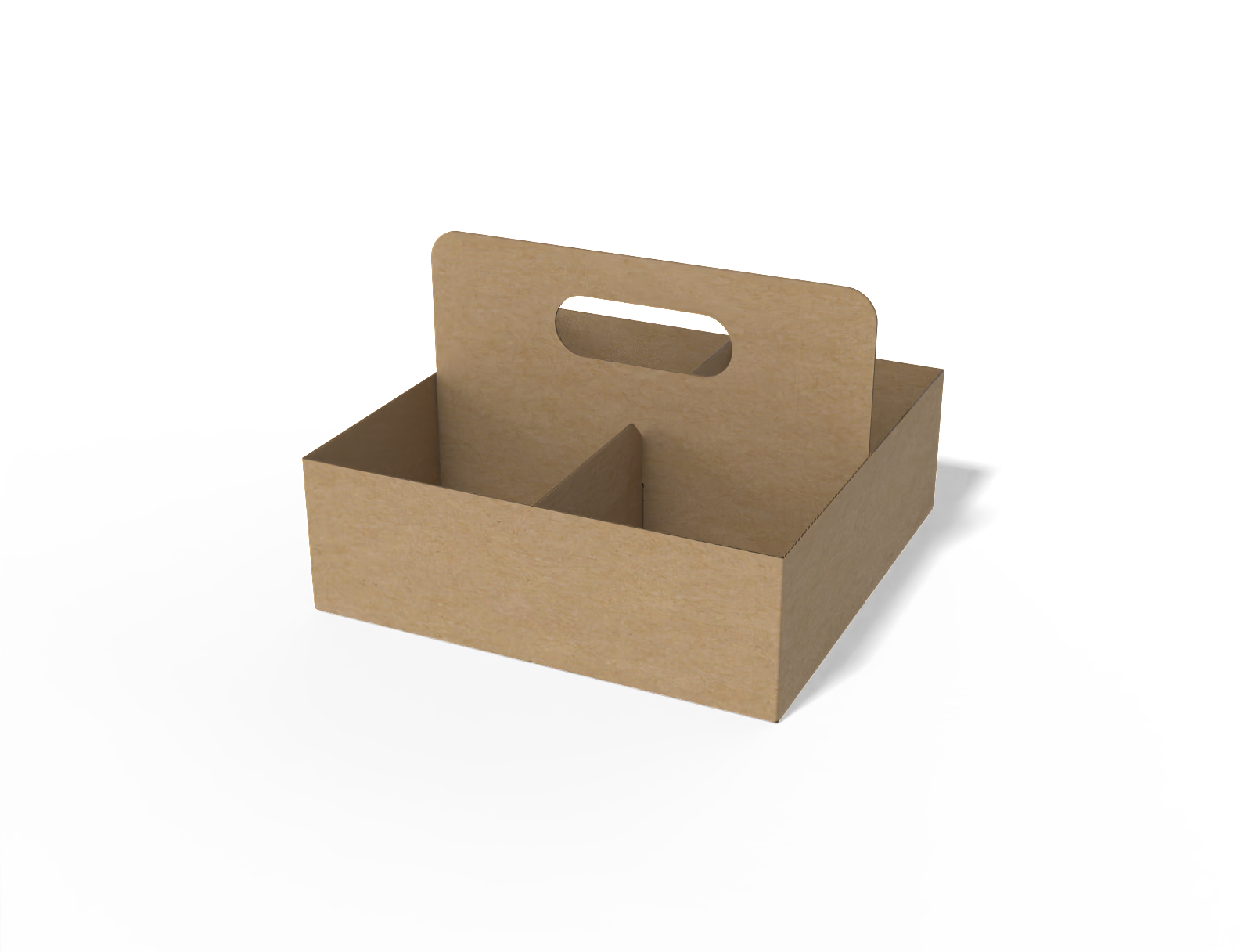 4-pack carrier display tray box with handle — E-flute corrugated board