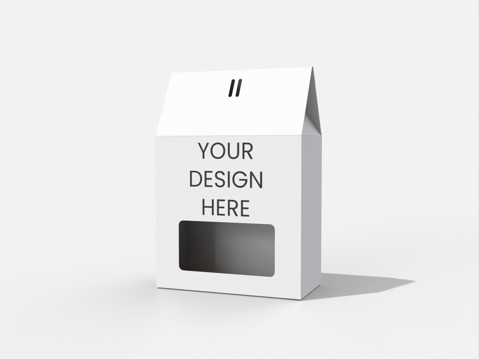 Tuck end box with window — White paperboard