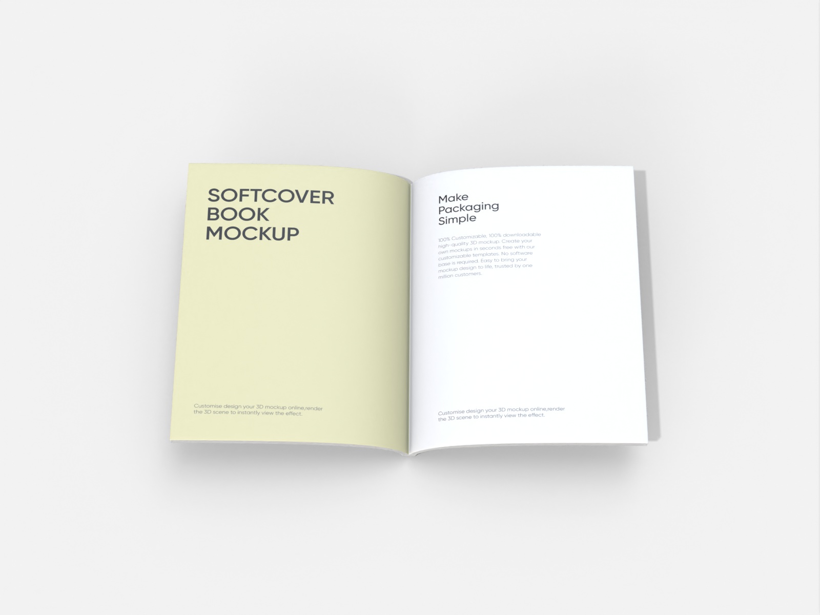 8.5x11 Open softcover book — White paperboard