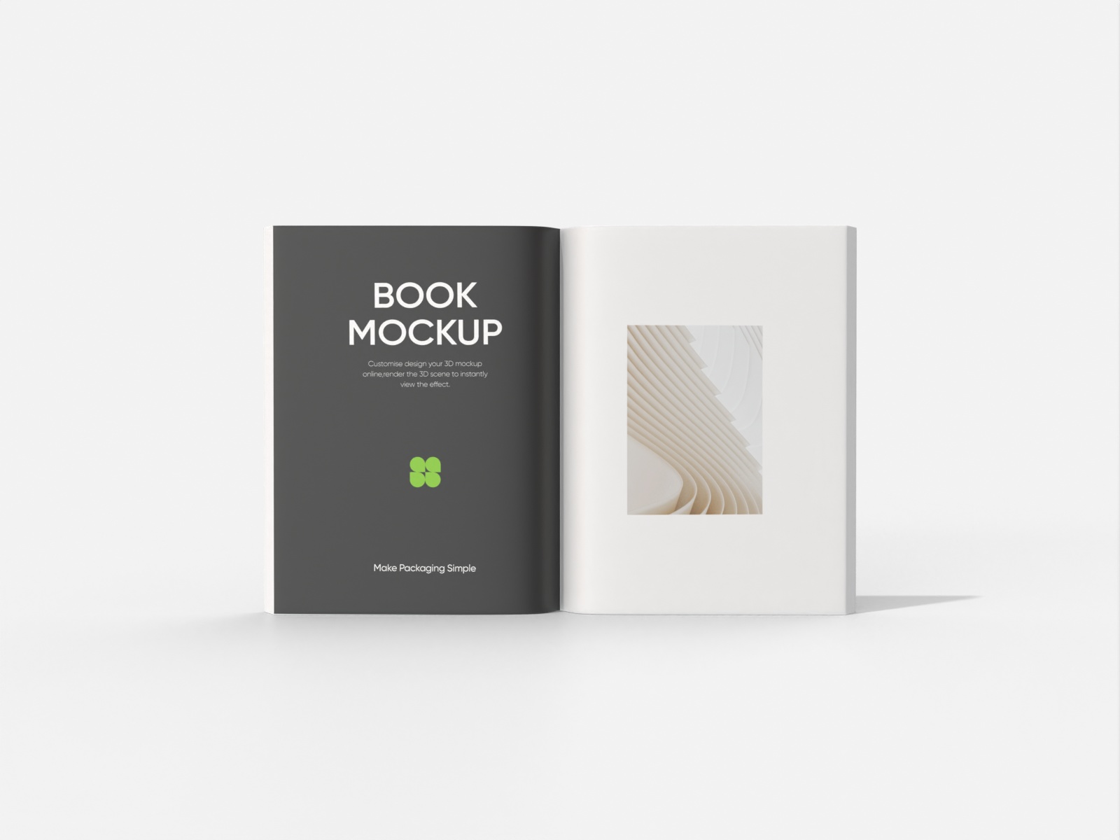 8.5×11 Open thick book — White paperboard