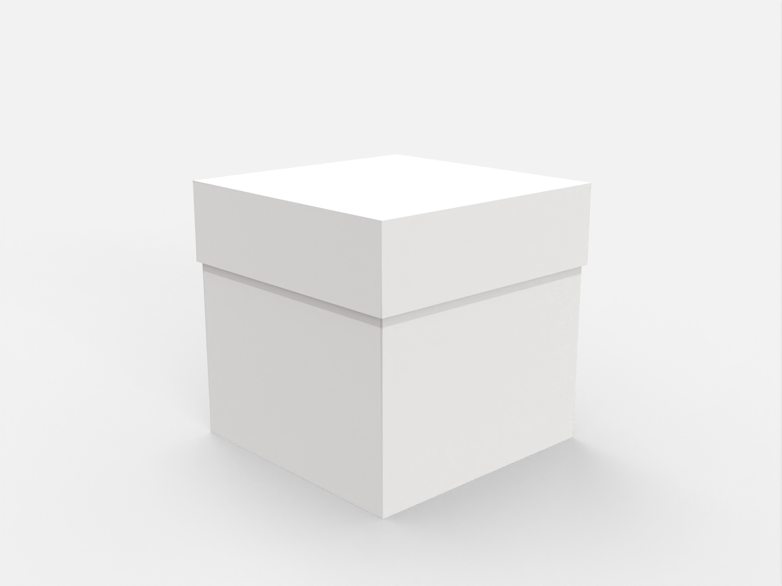 Square gift box with lid — White paperboard