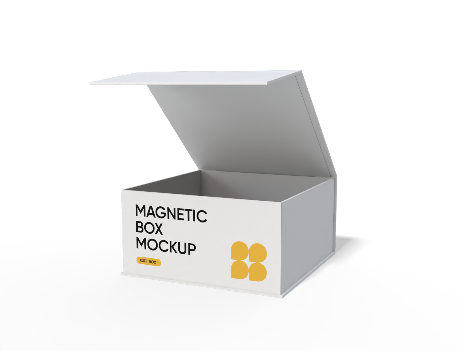 Flip top square magnetic box — White paperboard