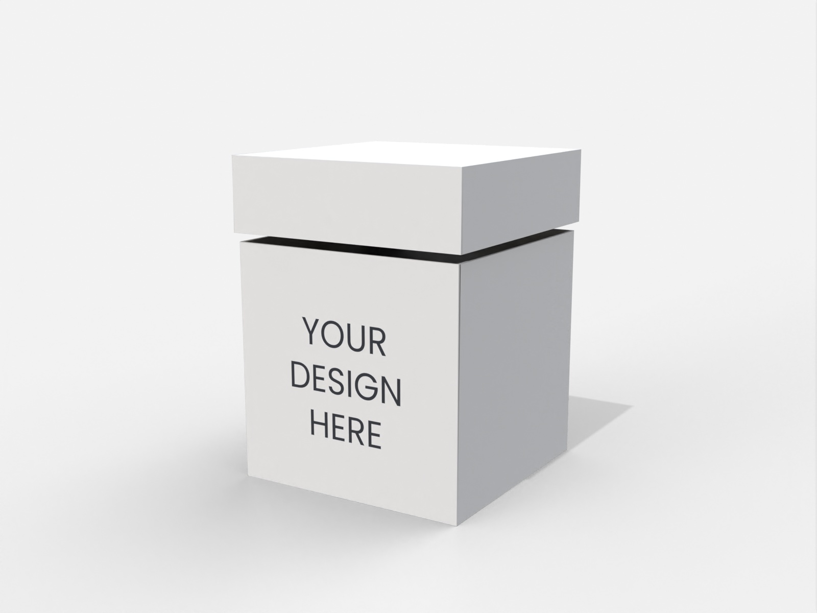 Square gift box with lid — White paperboard