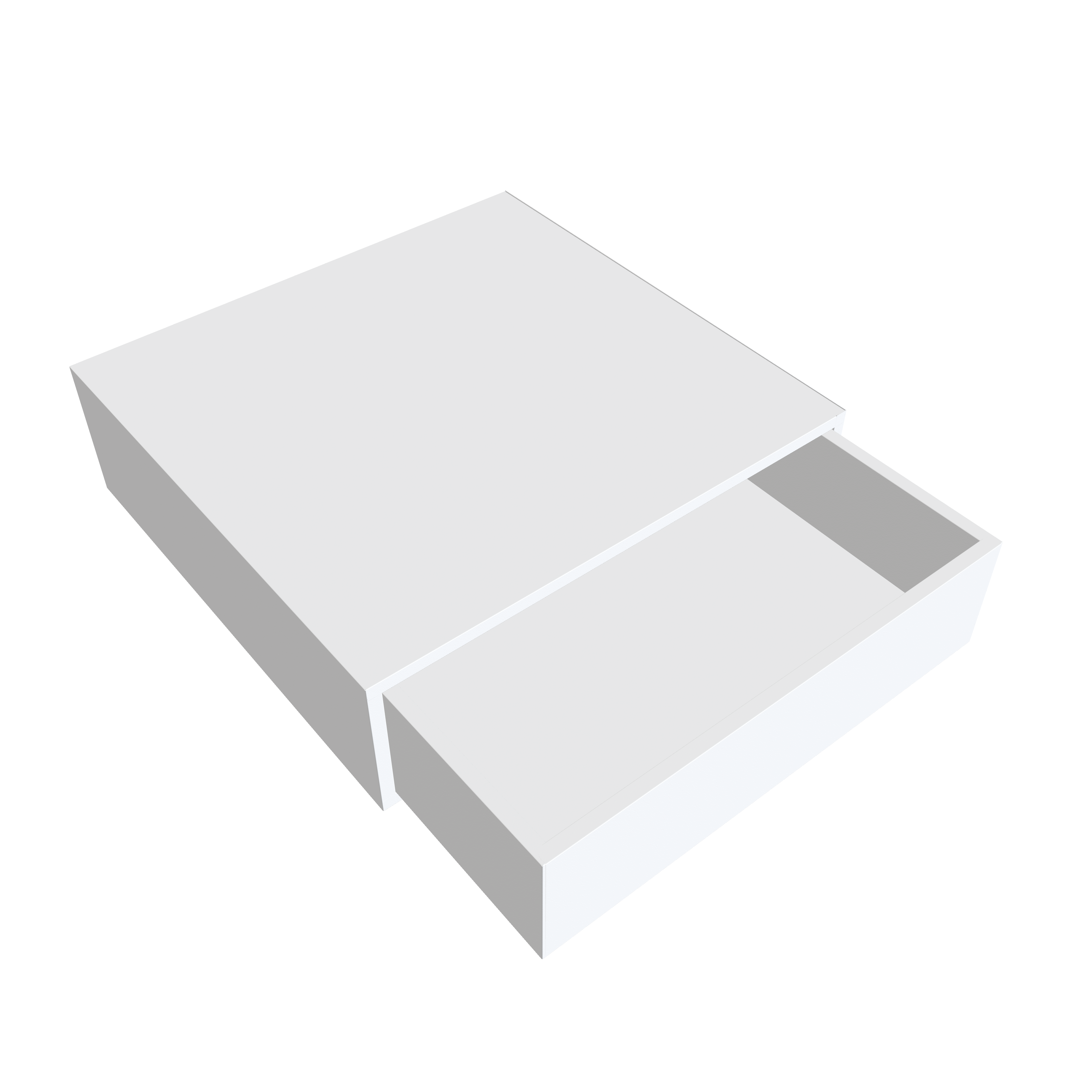 Square drawer gift box — White paperboard