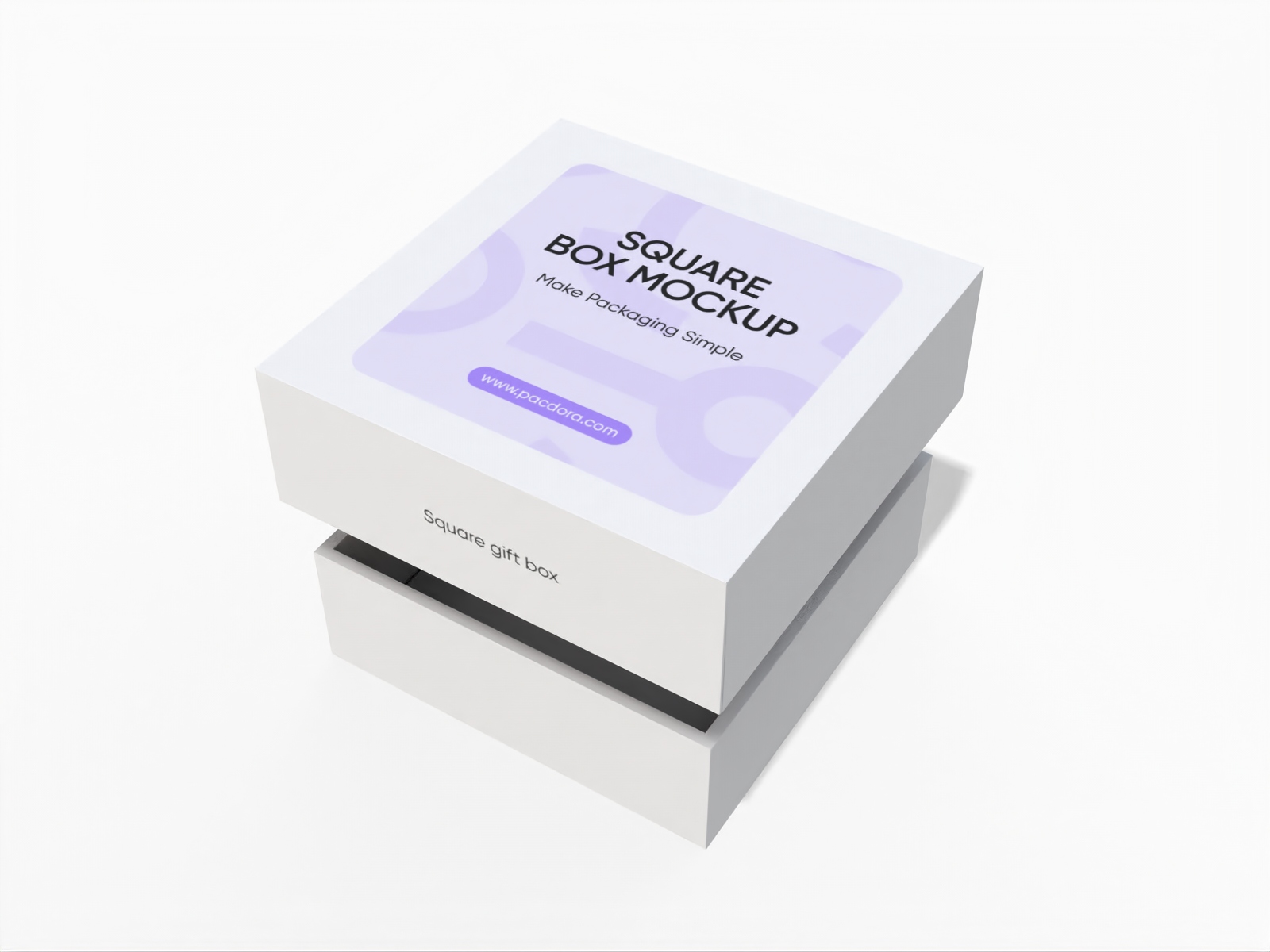 Open flat square box — White paperboard