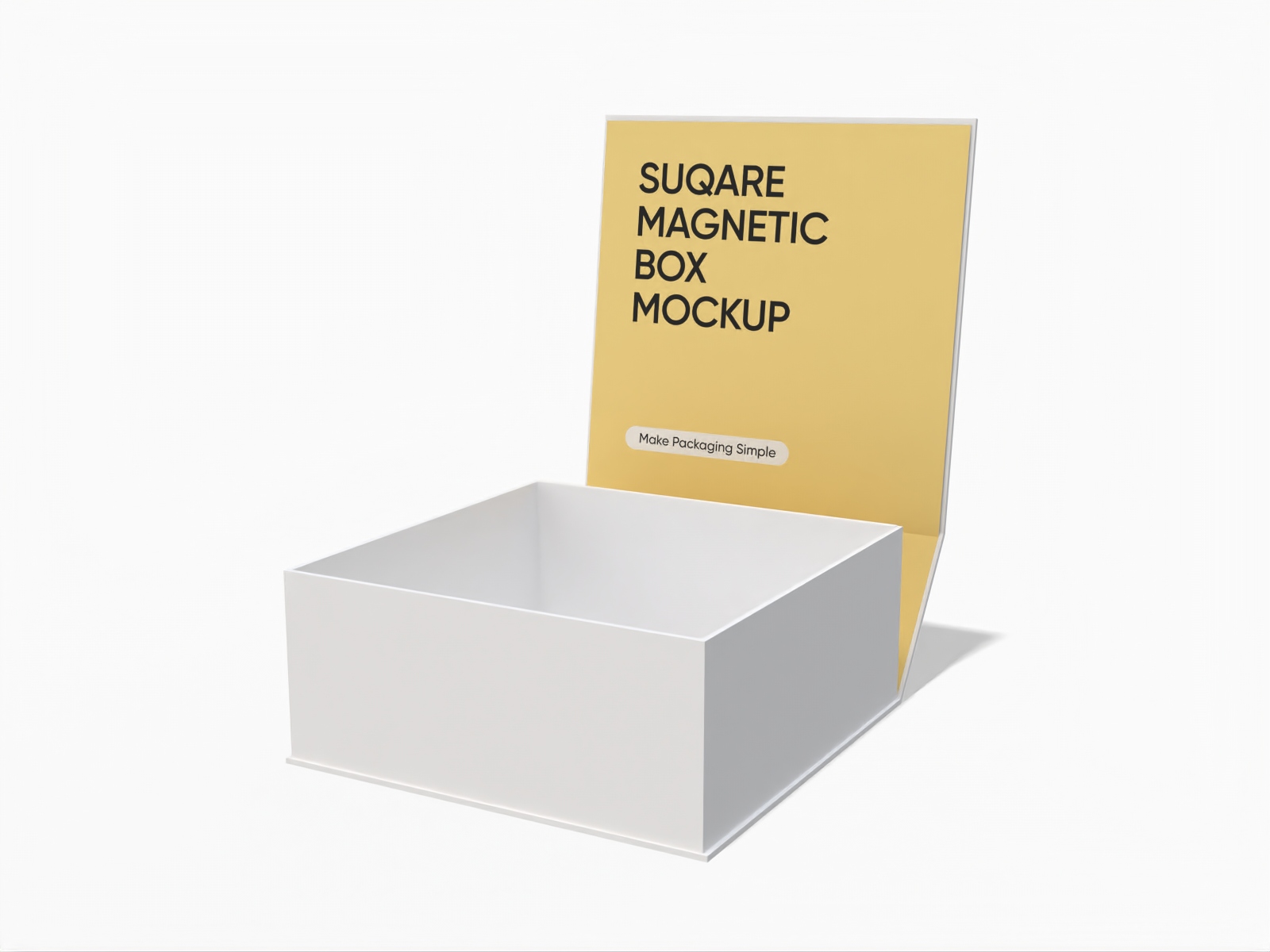 Open square magnetic gift box — White paperboard