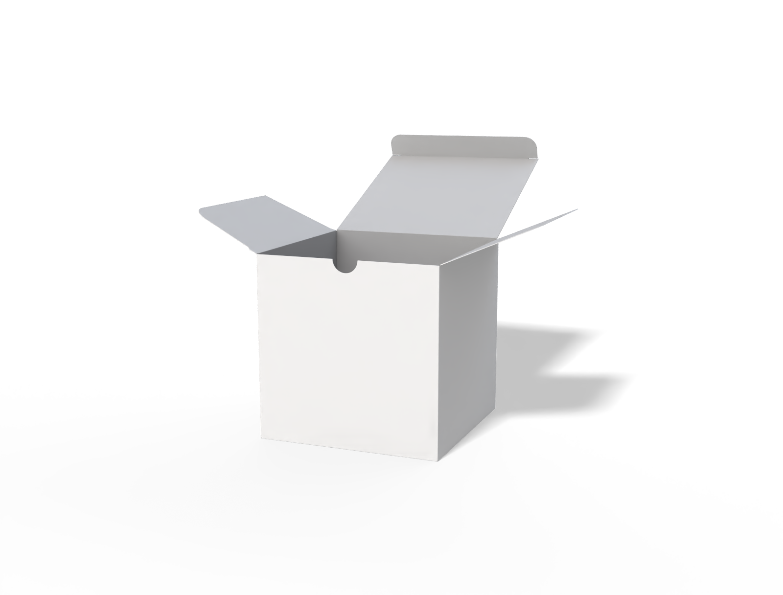Tuck end open square box — White paperboard