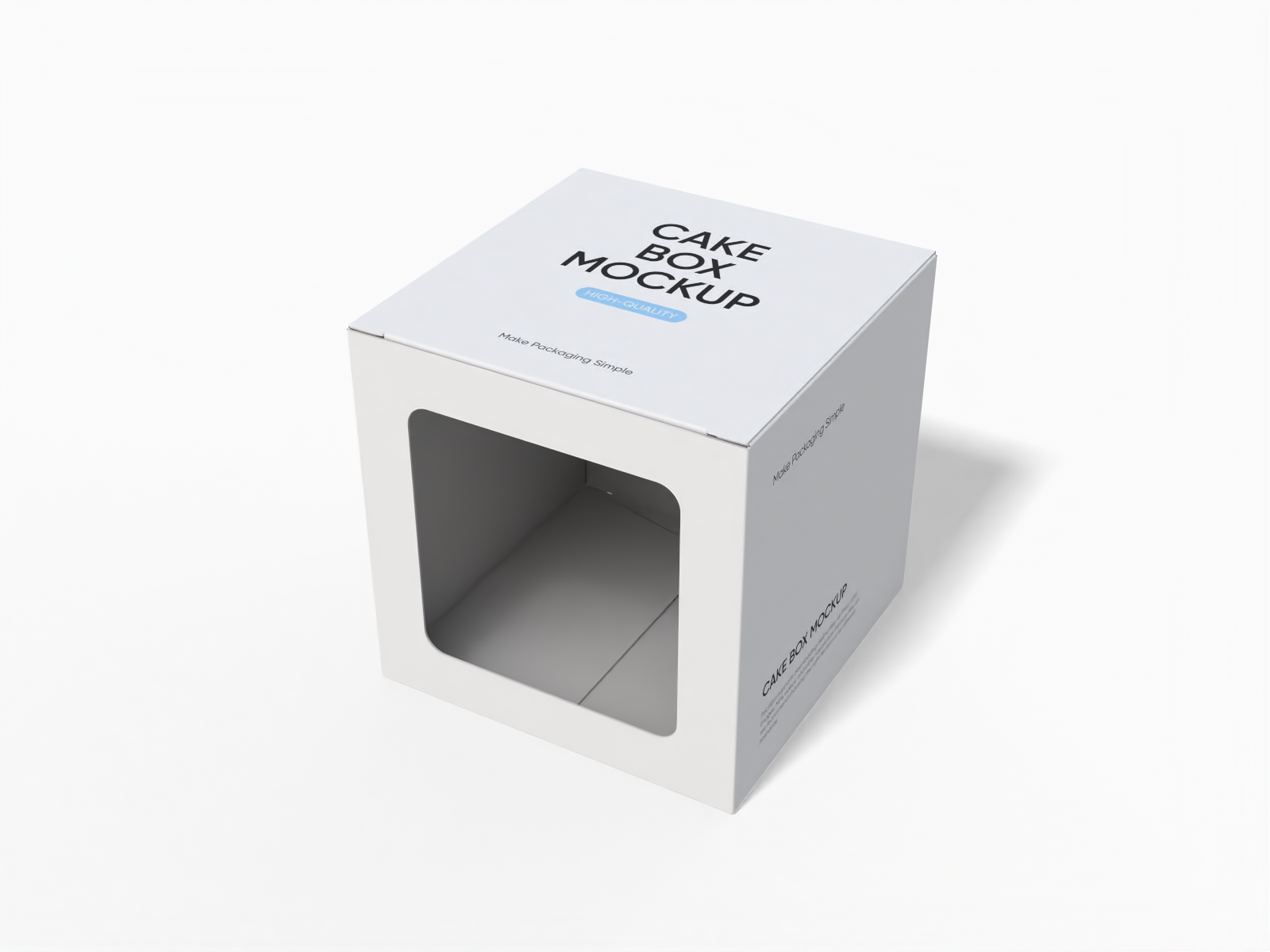 Square cake box — White paperboard