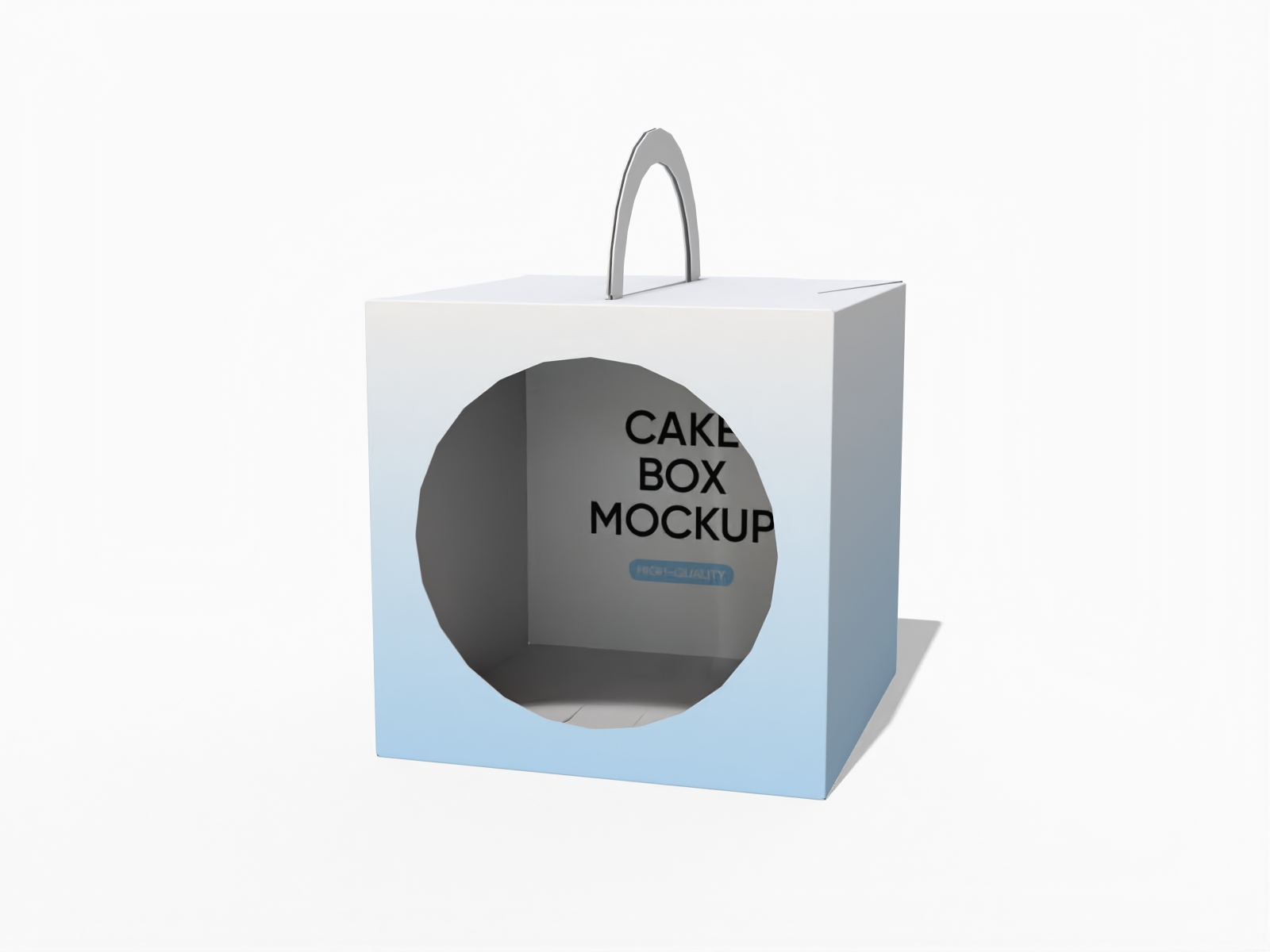 Maqueta de caja para tartas con ventana y cierre tipo tuck end — White paperboard