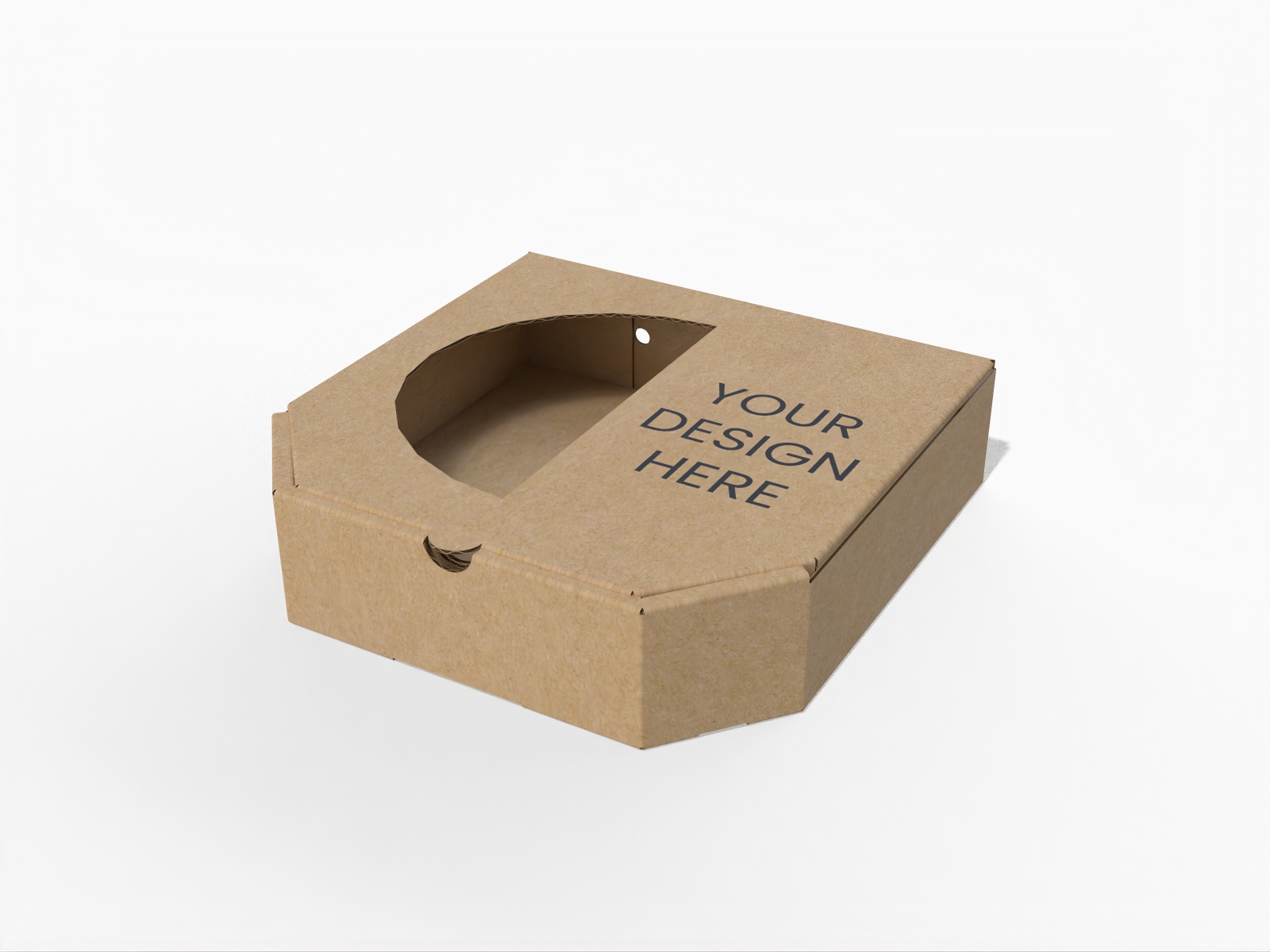 Hexagon pizza box with window — Kraft paper