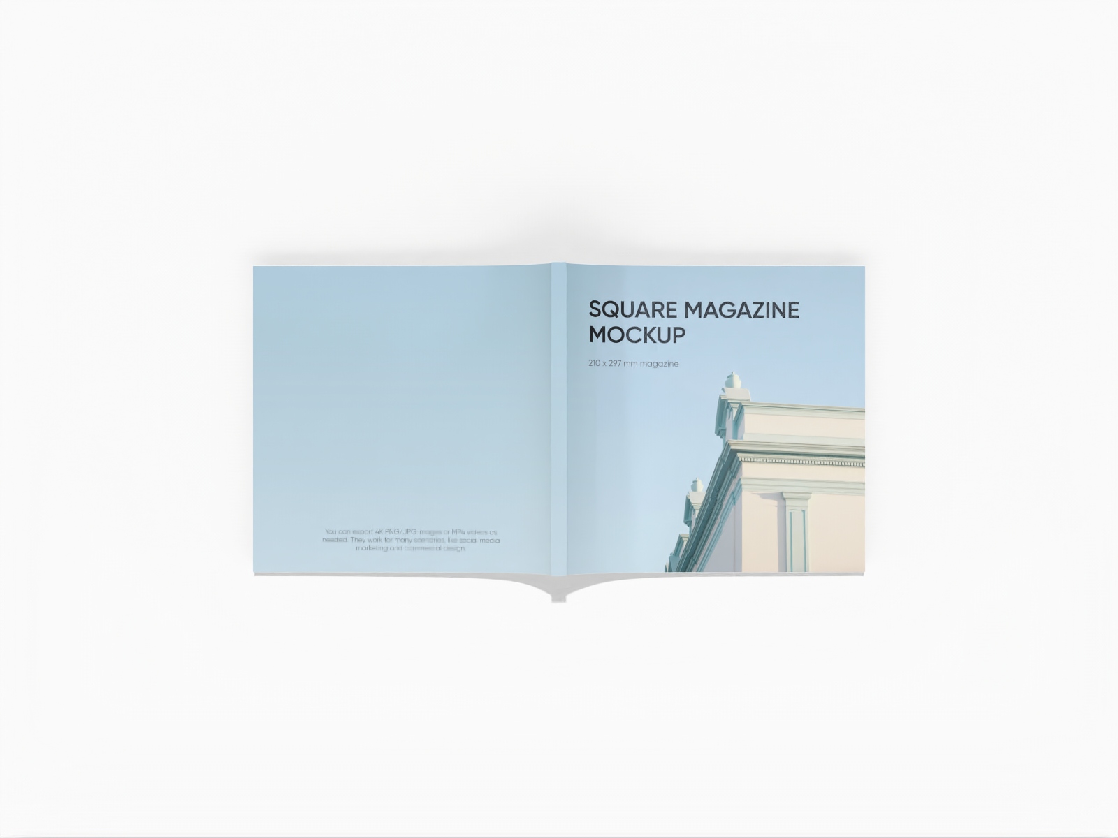 Open square magazine cover — White paperboard