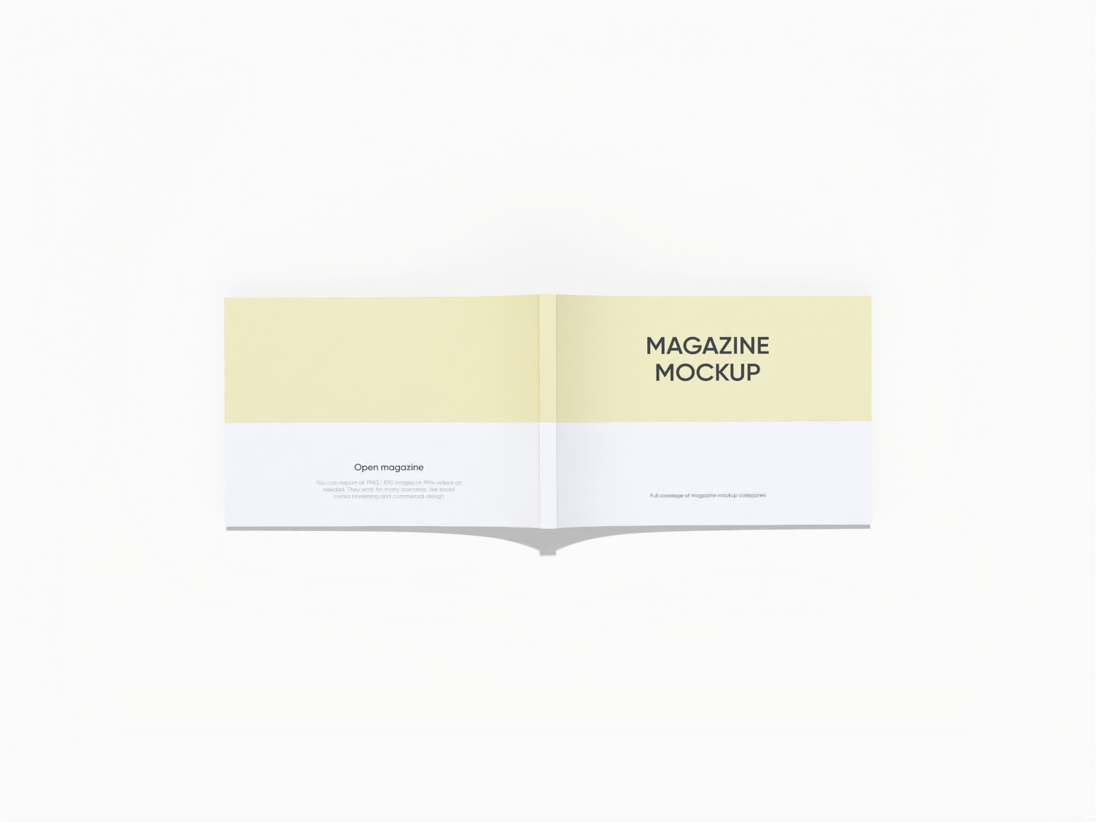 Open landscape magazine cover — White paperboard
