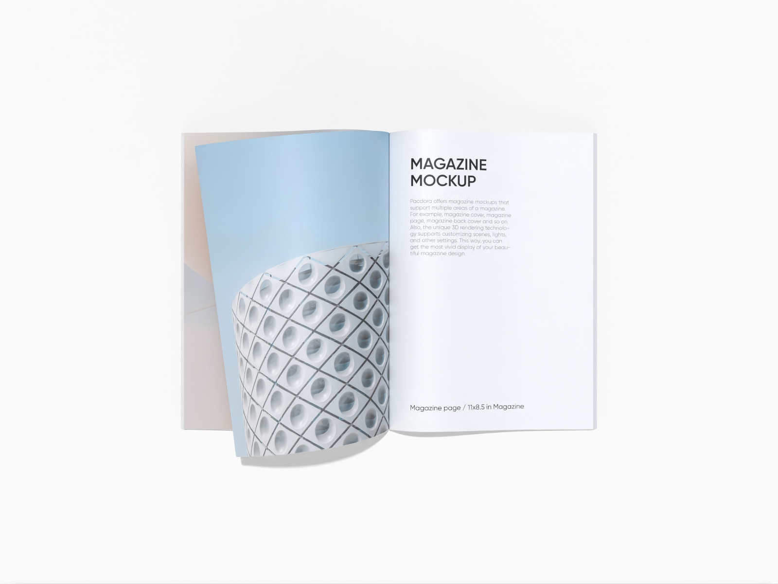 8.5 x 11 Open magazine — White paperboard