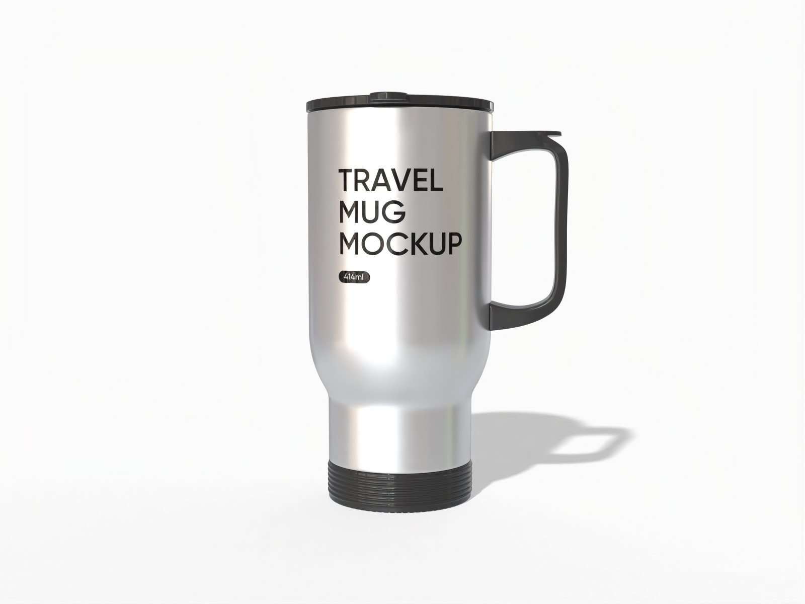 14oz travel mug with a handle — Glossy metal