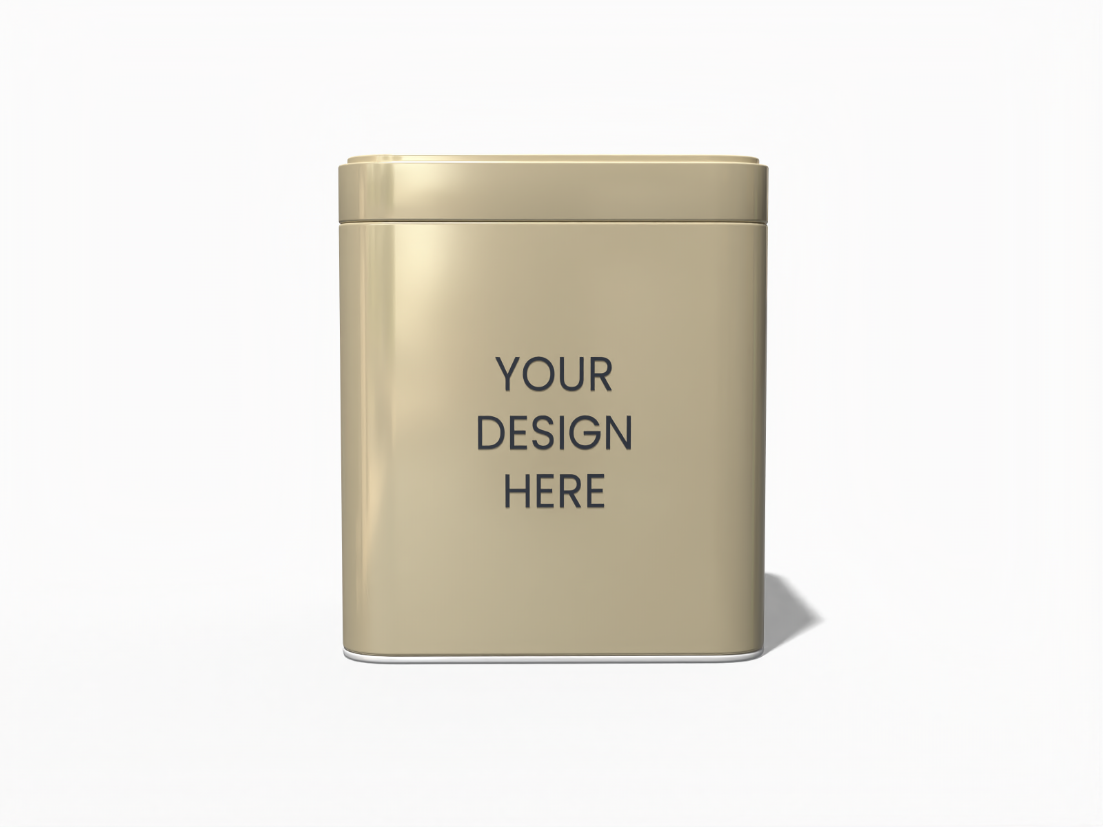 Square tea tin can — Matte metal