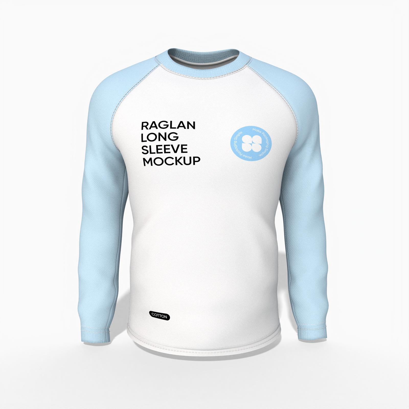 Round neck long sleeve raglan t-shirt — Cotton base fabric