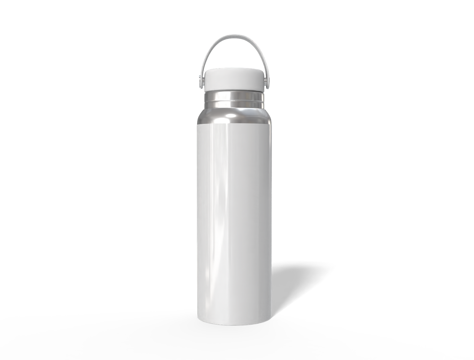 Sports water bottle with handle — Glossy metal