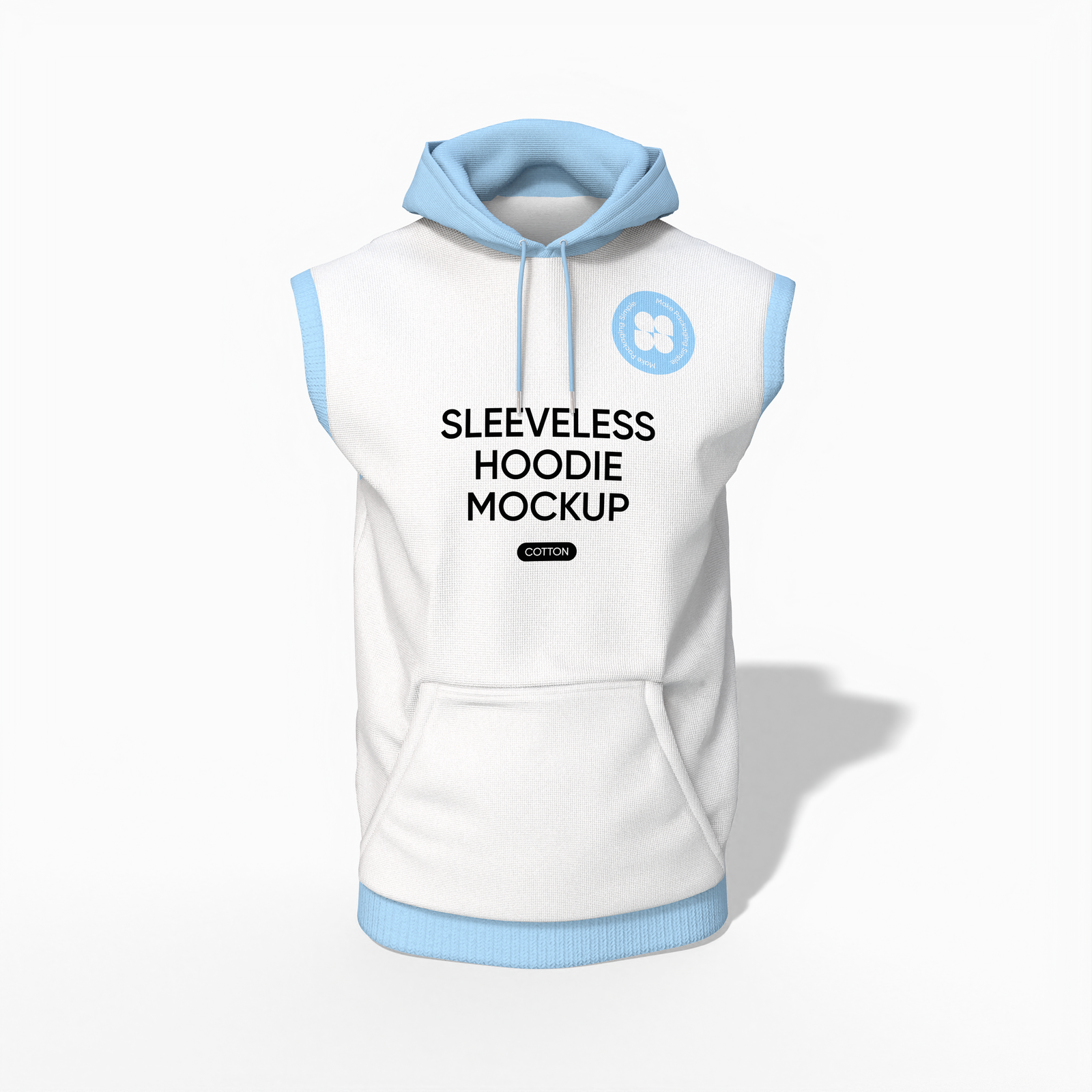 Sleeveless hoodie — Cotton base fabric