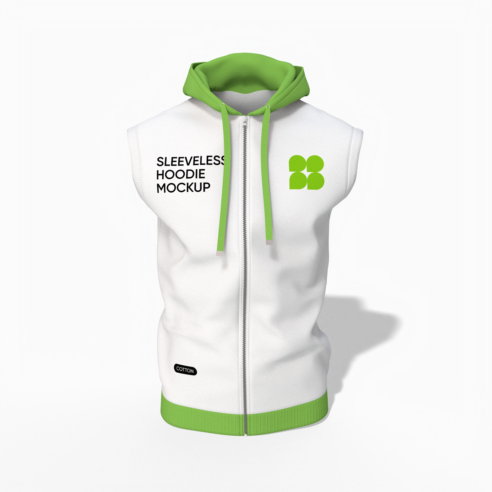 Sleeveless zip hoodie — Cotton base fabric