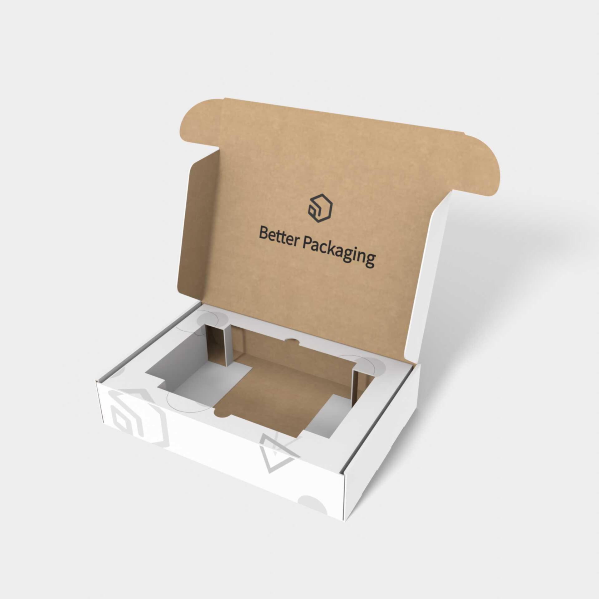Flip top boxes rectangular inserts mailer — E-flute corrugated board