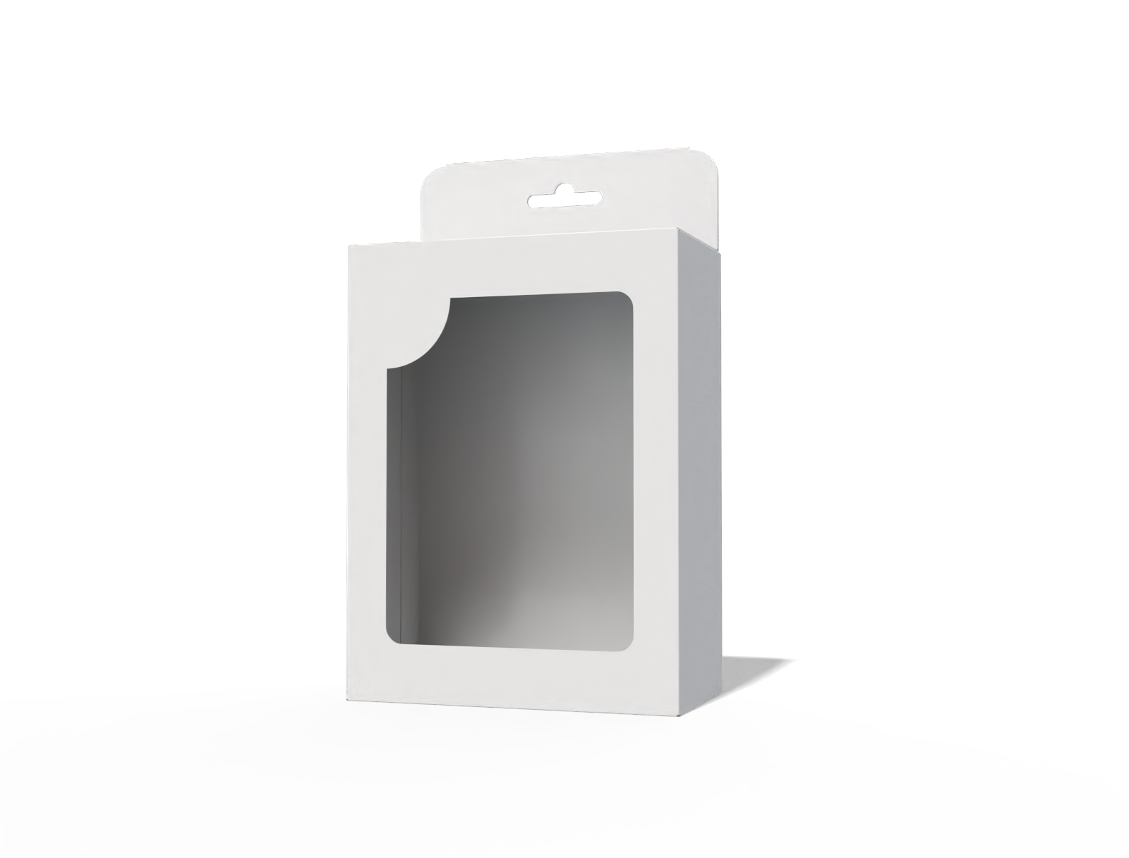 Maqueta de caja de juguete colgante con ventana — White paperboard