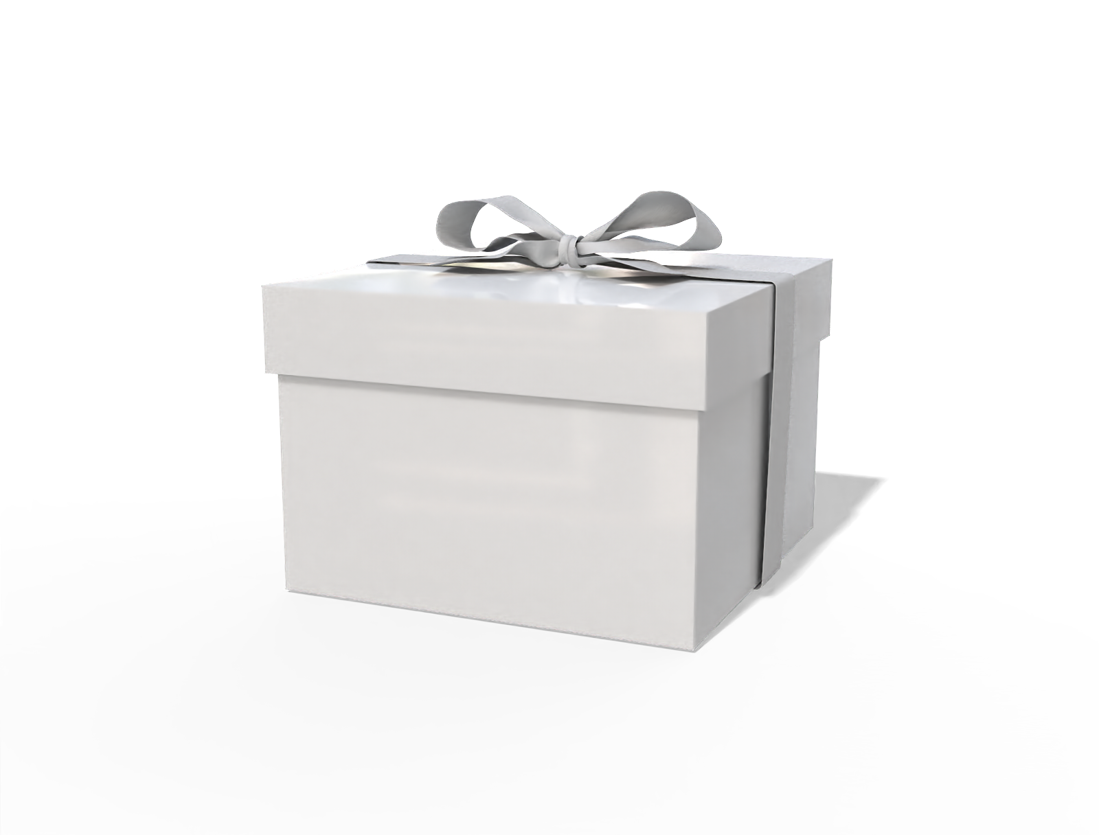 Square gift box with ribbon — White paperboard
