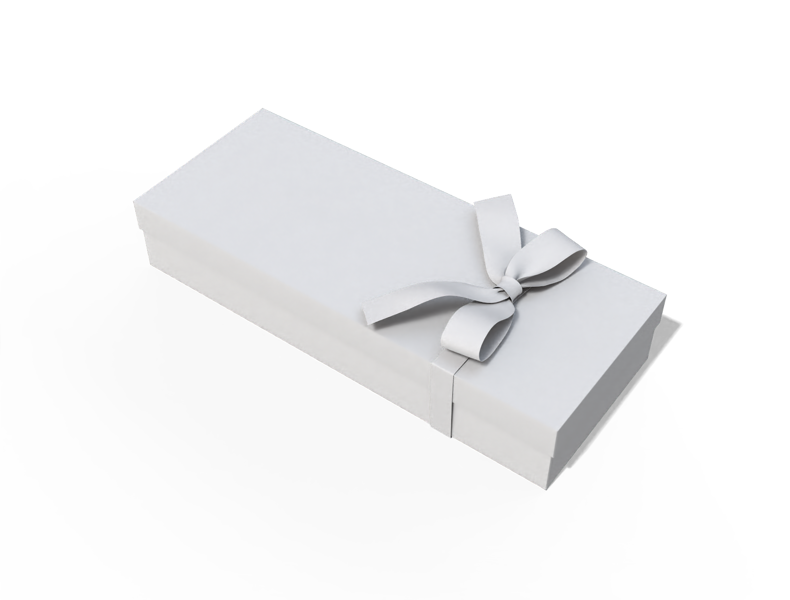 Rectangular gift box with ribbon — White paperboard