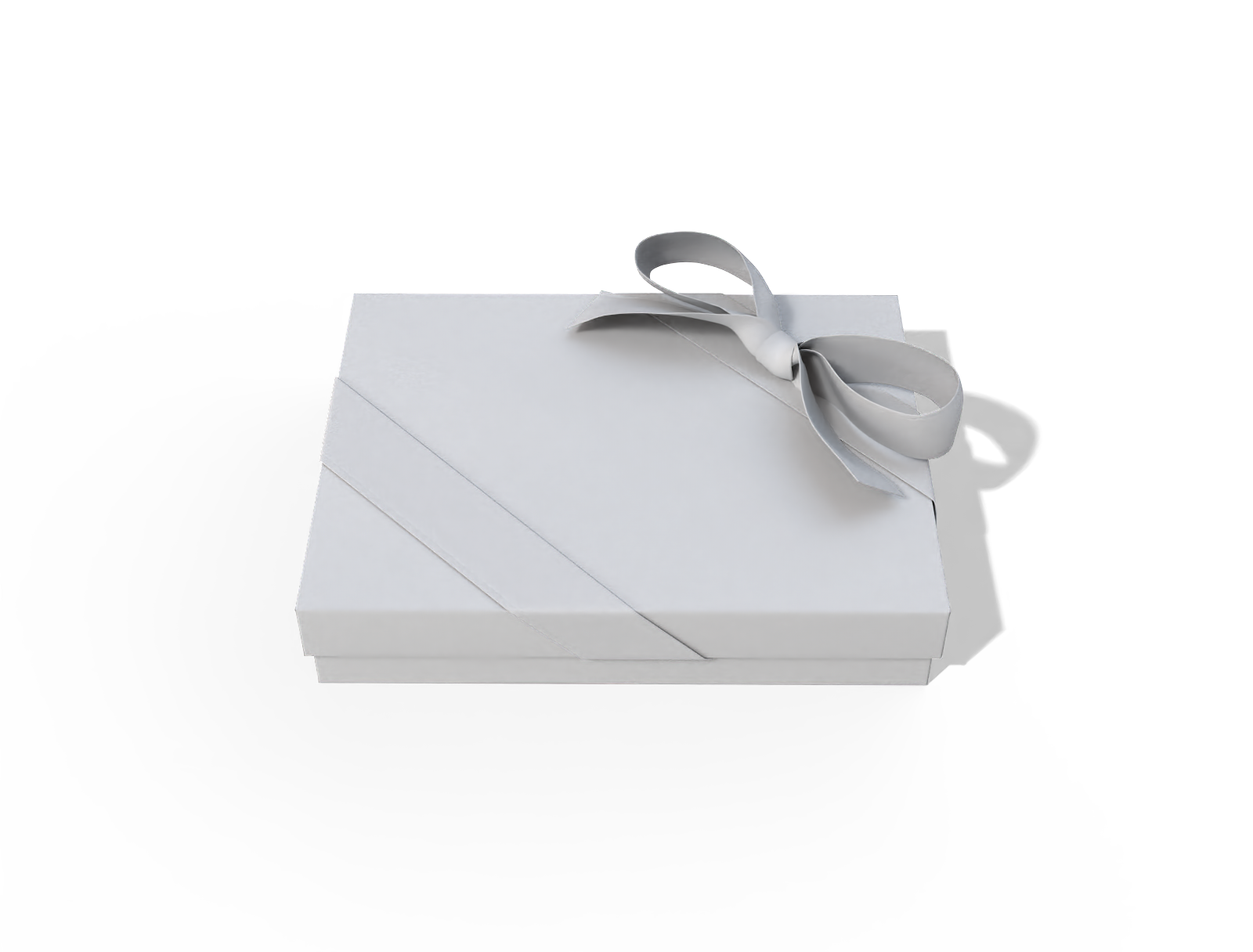 Gift Box with bow and silk ribbons — White paperboard