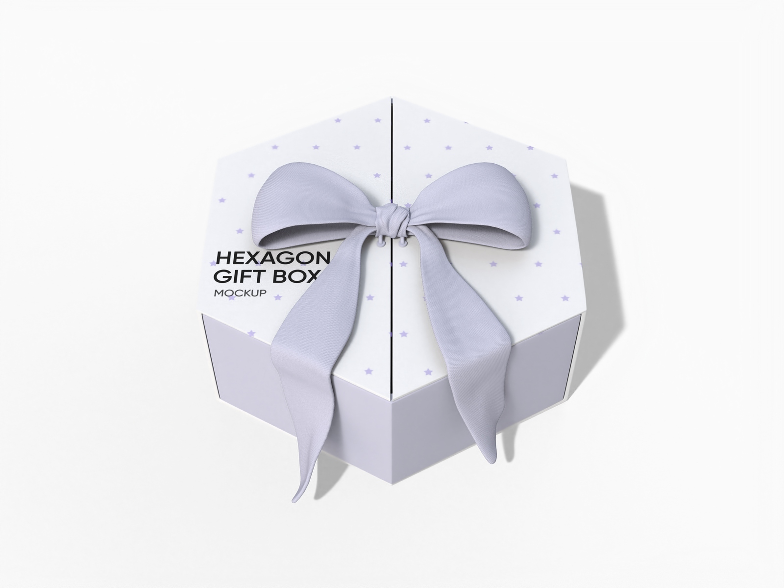 Hexagon gift box with ribbon — White paperboard