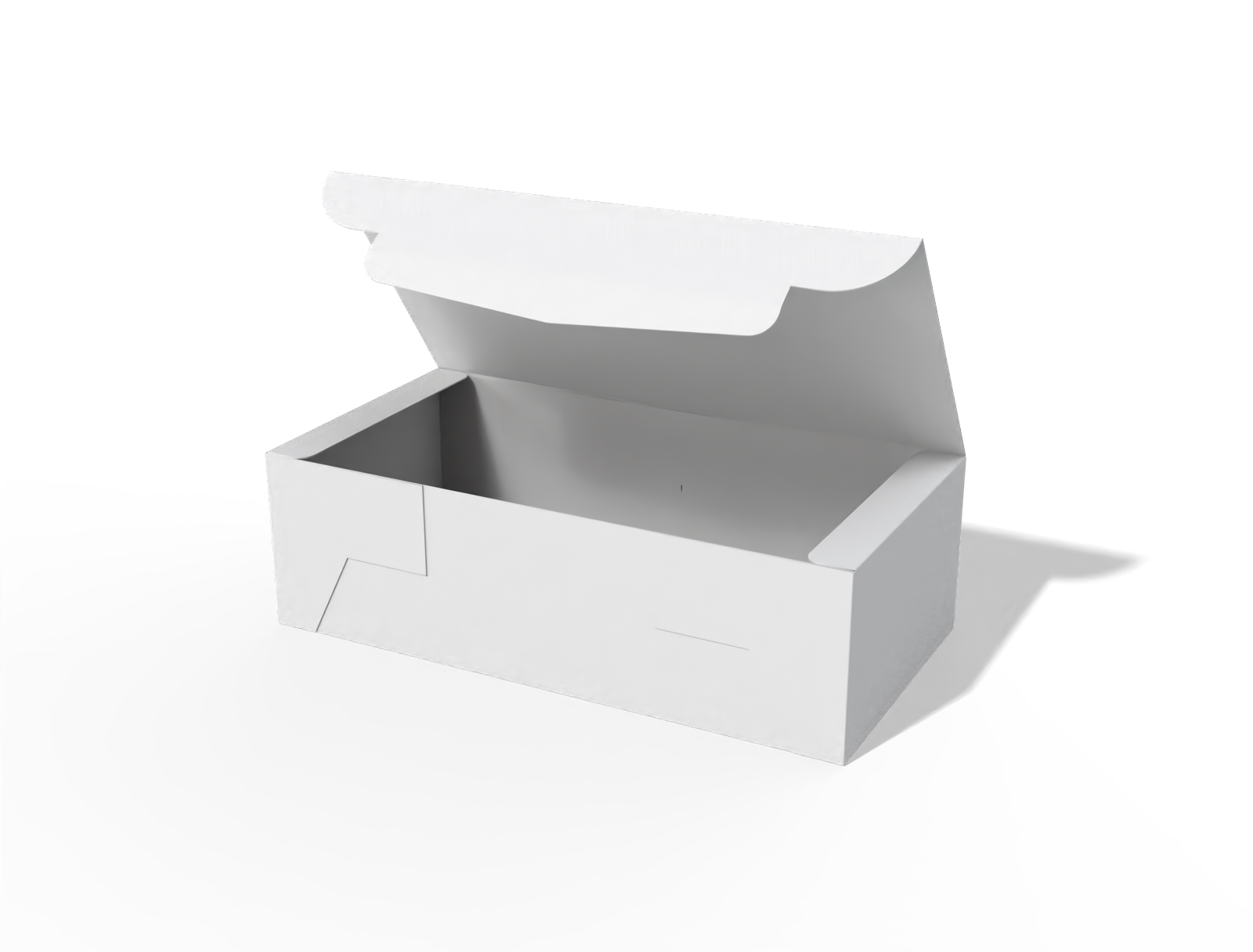 Self-locking flip top tray box — White paperboard