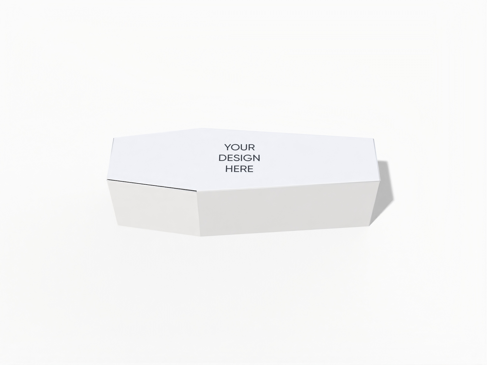 Hexagonal shaped flip cover box — White paperboard
