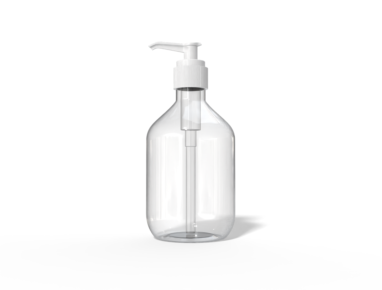 250 ml pump bottle — Clear glossy plastic