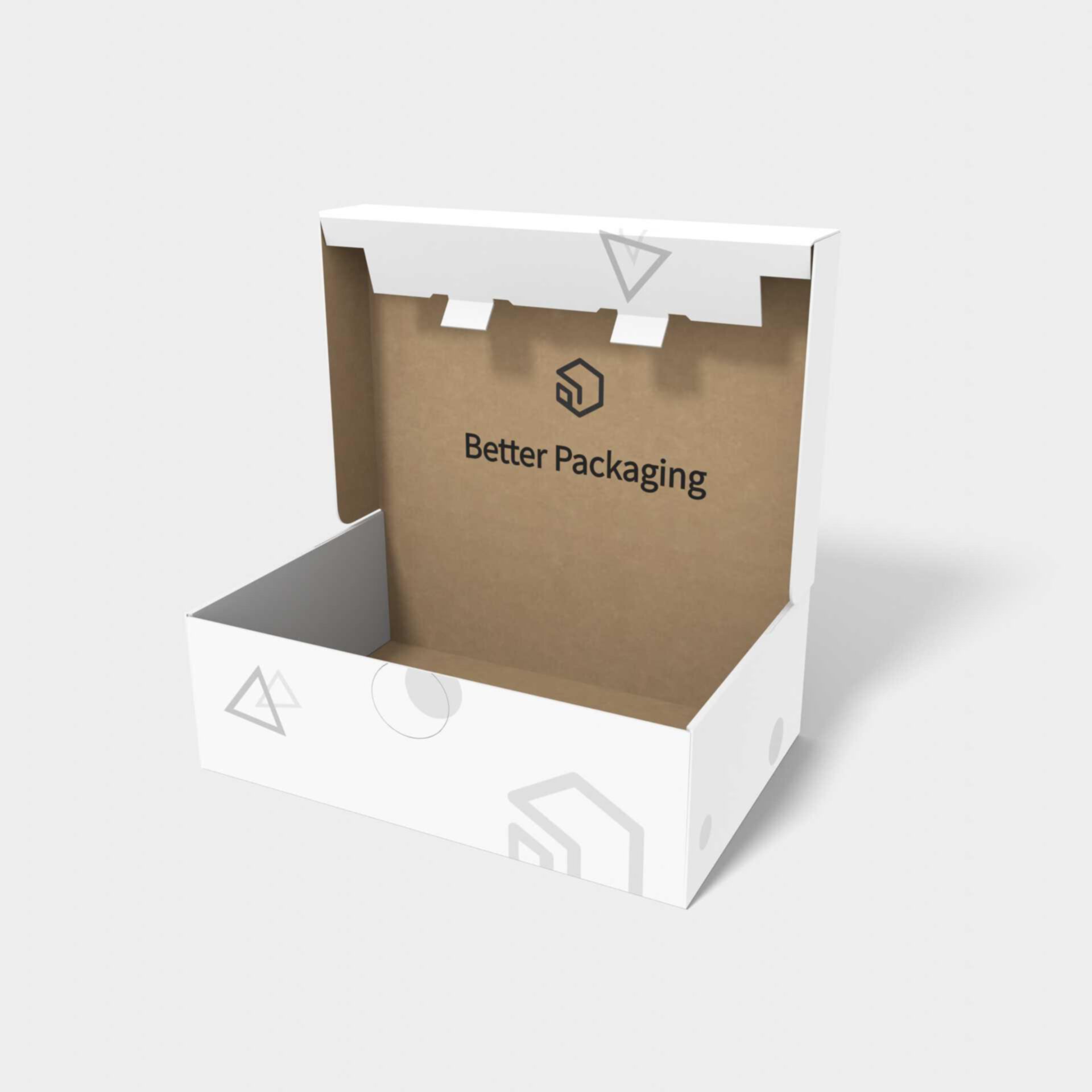 Flip top mailer box with bottom lock inserts — E-flute corrugated board