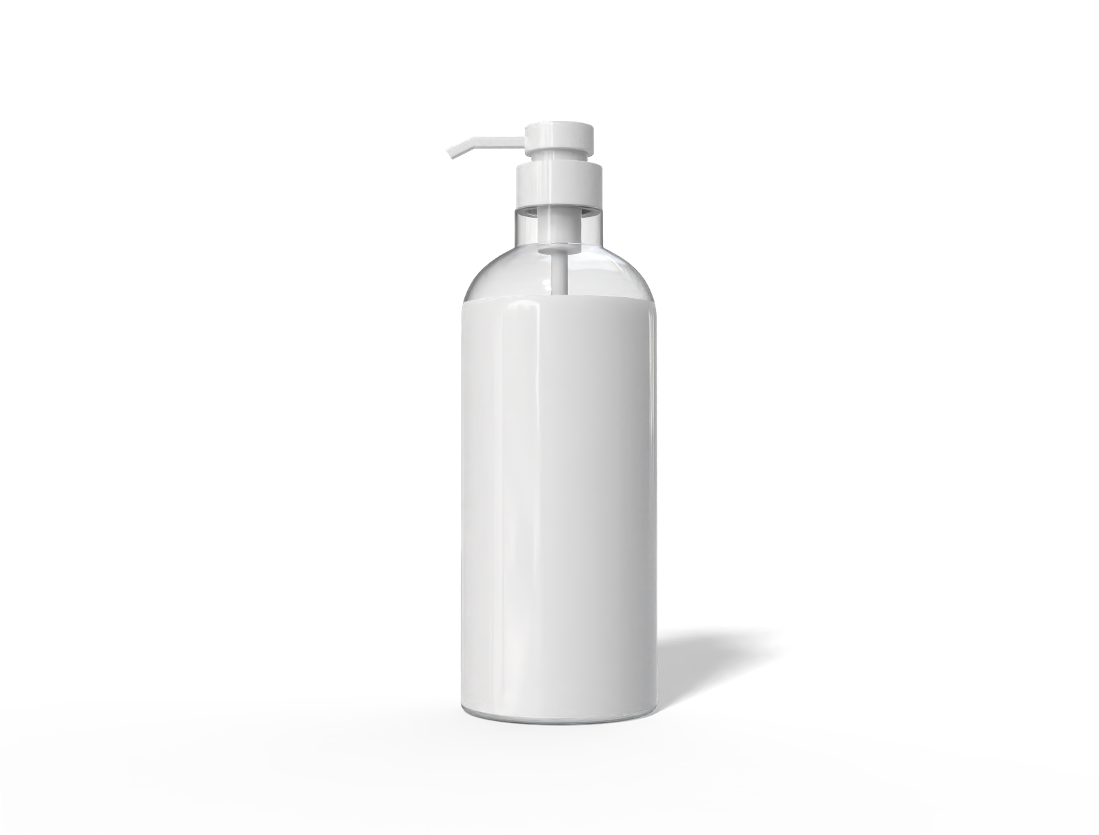 1 L pump bottle — Clear glossy plastic