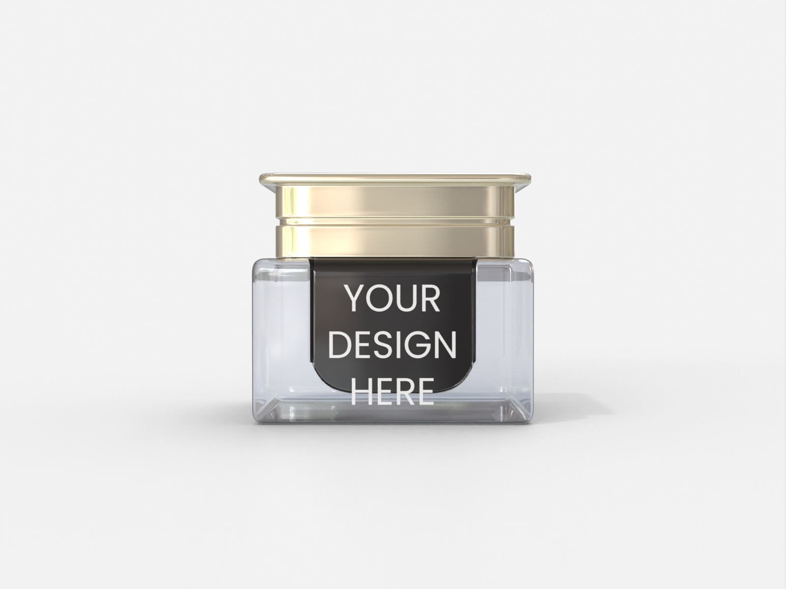 Square cosmetic jar — Glossy glass