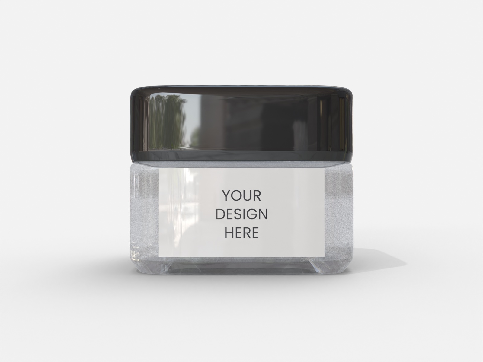 Square cosmetic jar — Glossy glass