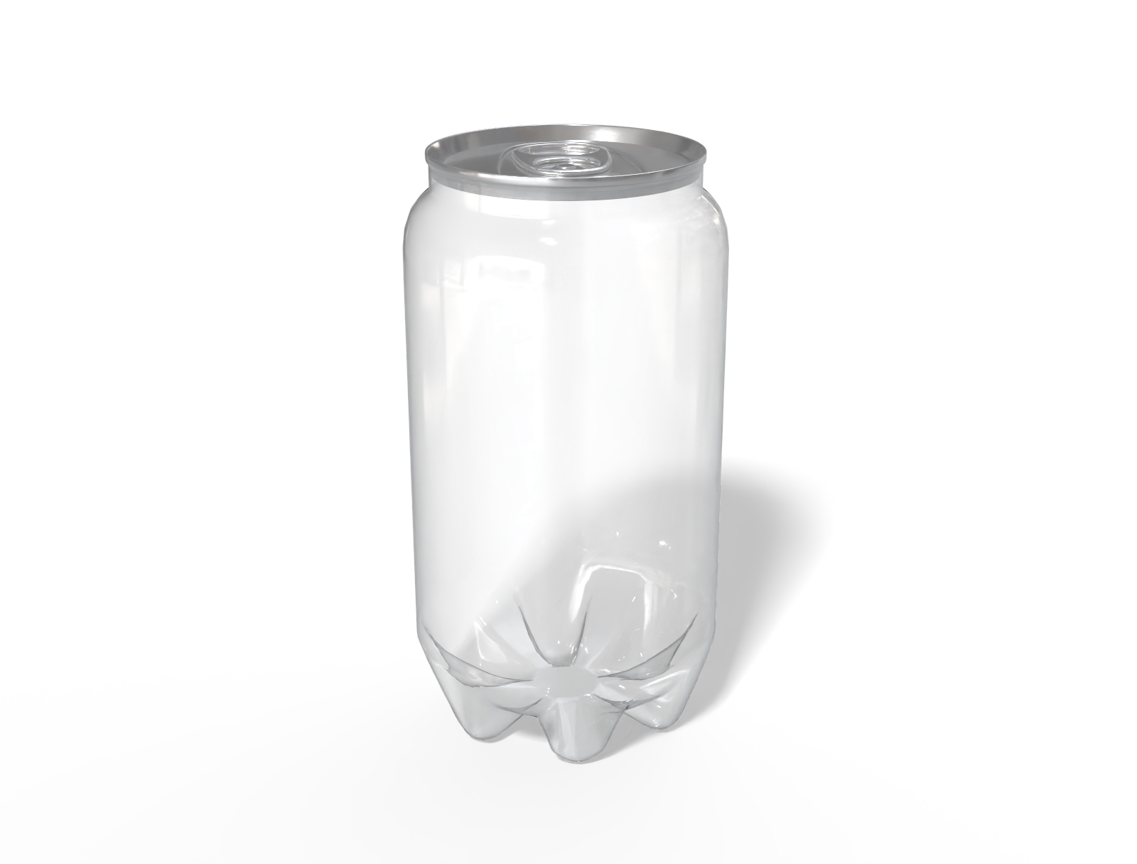 Transparent soda can — Clear glossy plastic