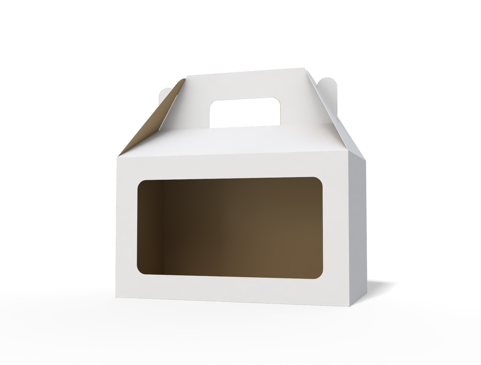 Gable box with window — White paperboard