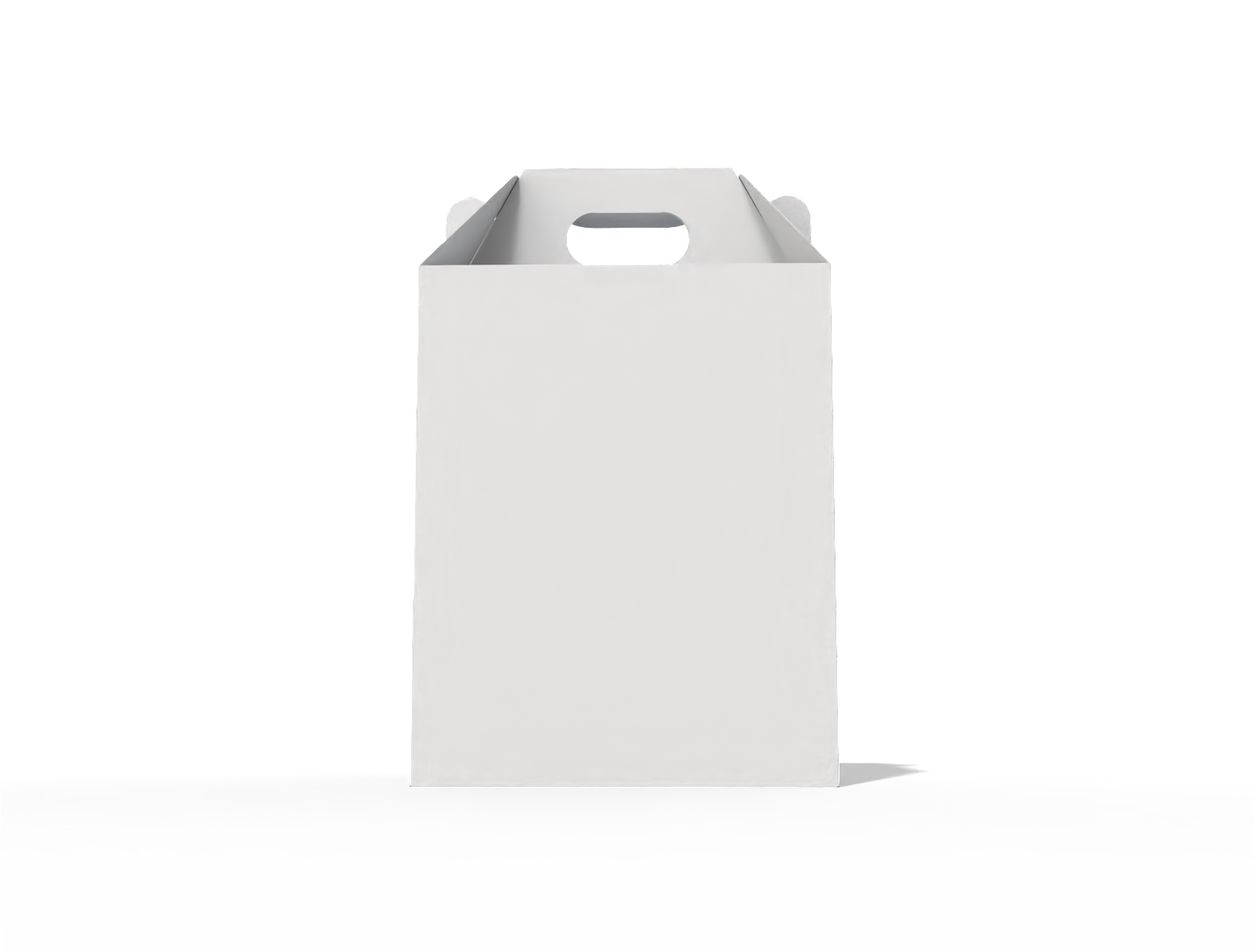 Carrying handle snap lock gable box — White paperboard