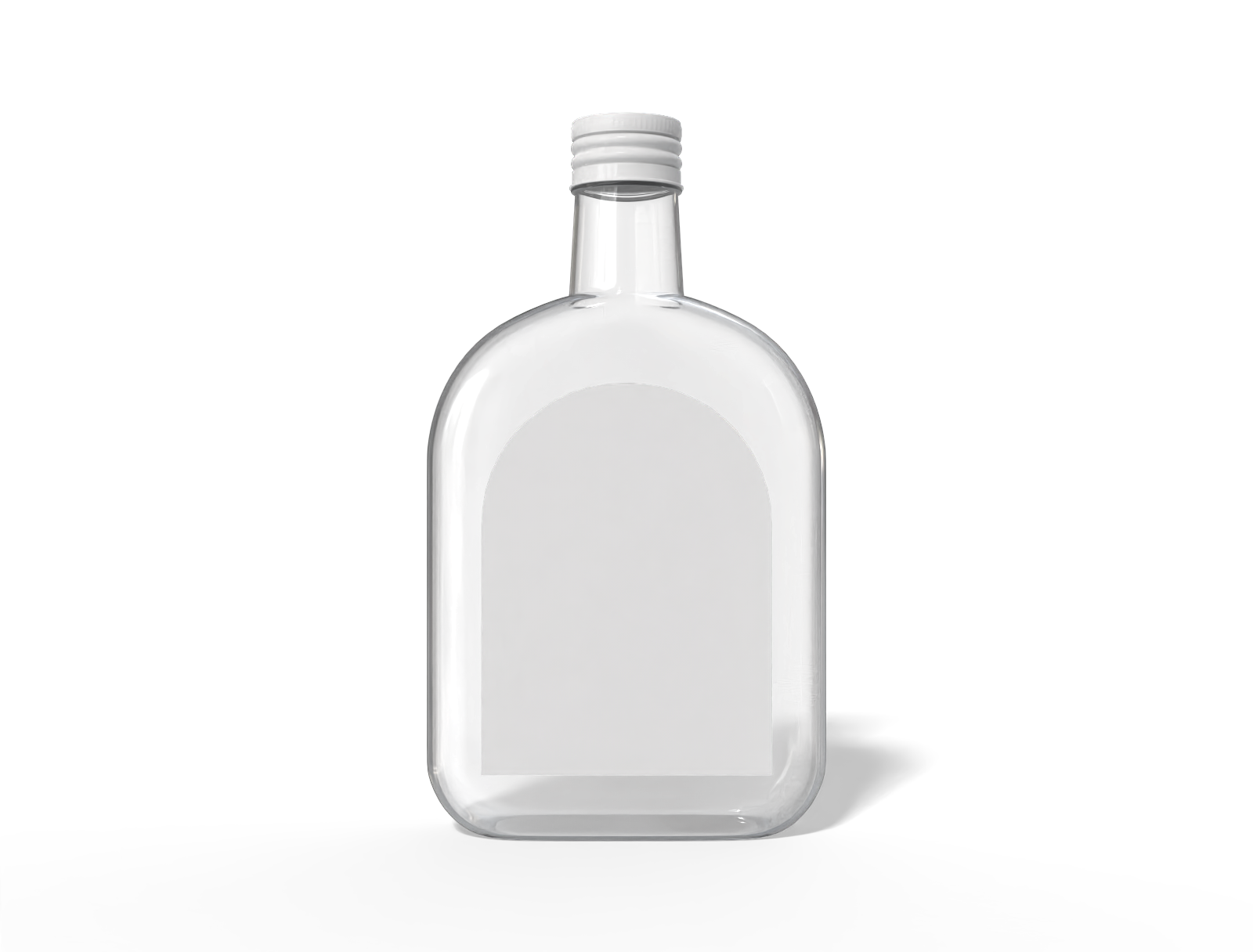 Clear liquor bottle — Glossy glass