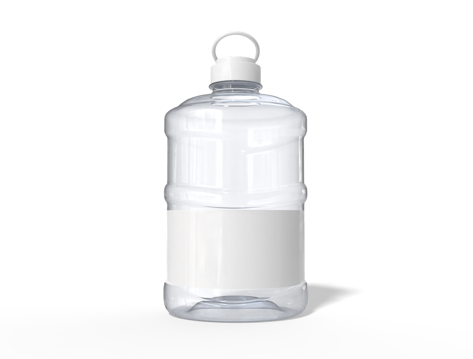 1 L plastic water bottle — Clear glossy plastic