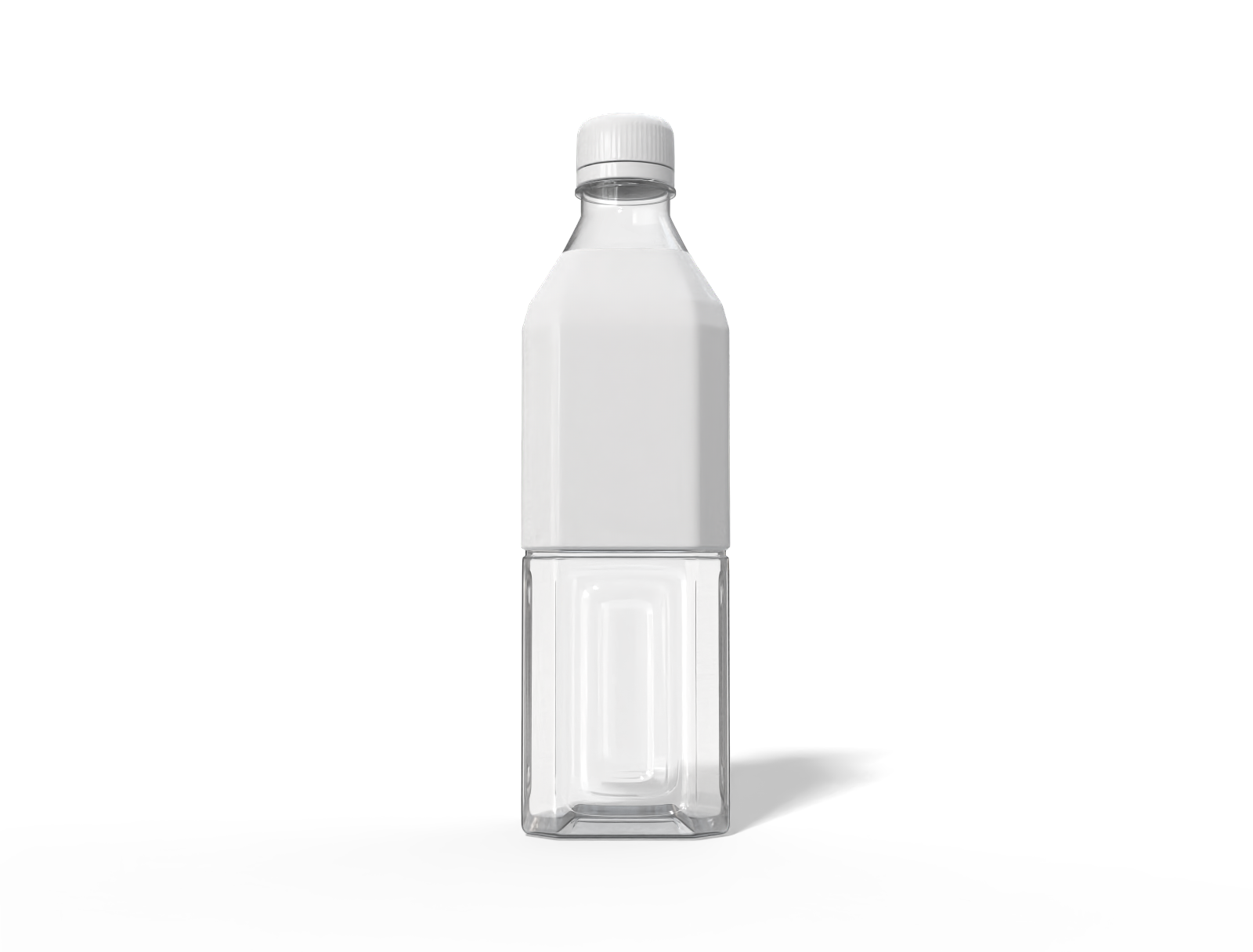 500 ml square water bottle — Clear glossy plastic