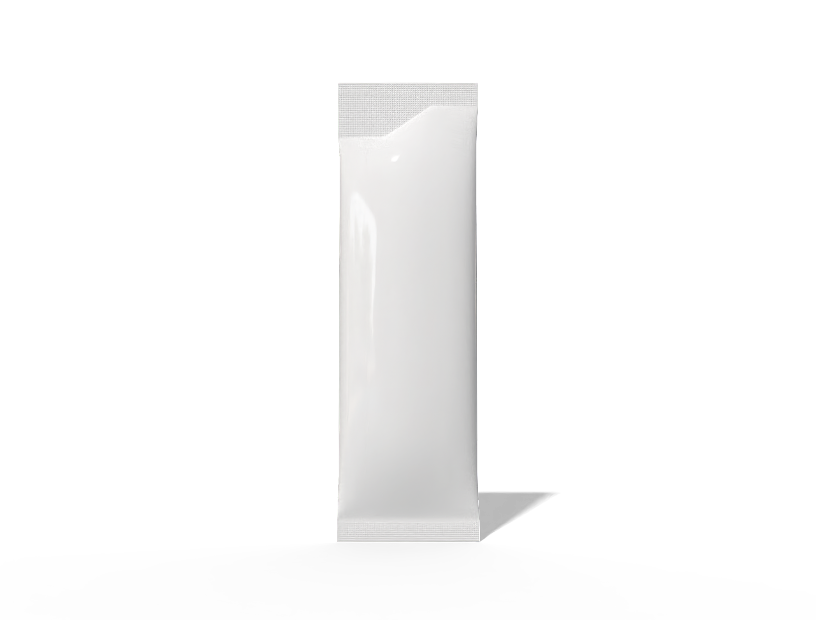 4 × 13 back-seal sugar sachet — Glossy plastic