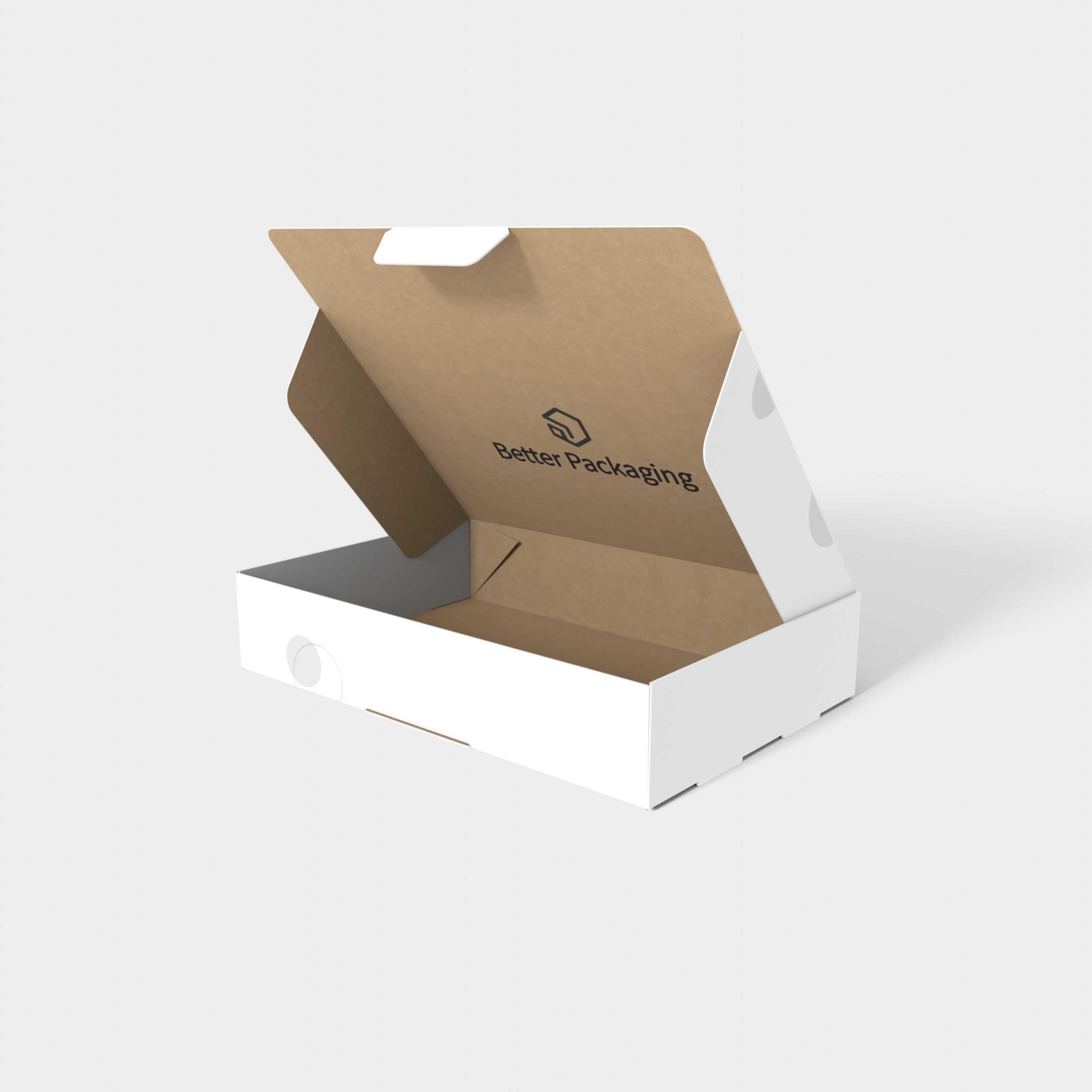 Flip top boxes angled mailer — White paperboard