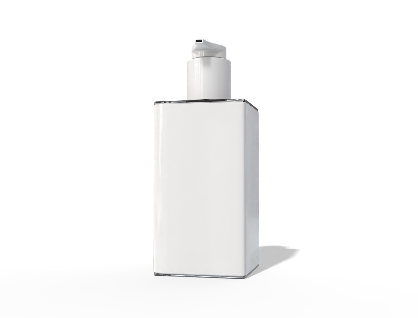 8 × 8 × 20 plastic skincare pump bottle — Clear glossy plastic