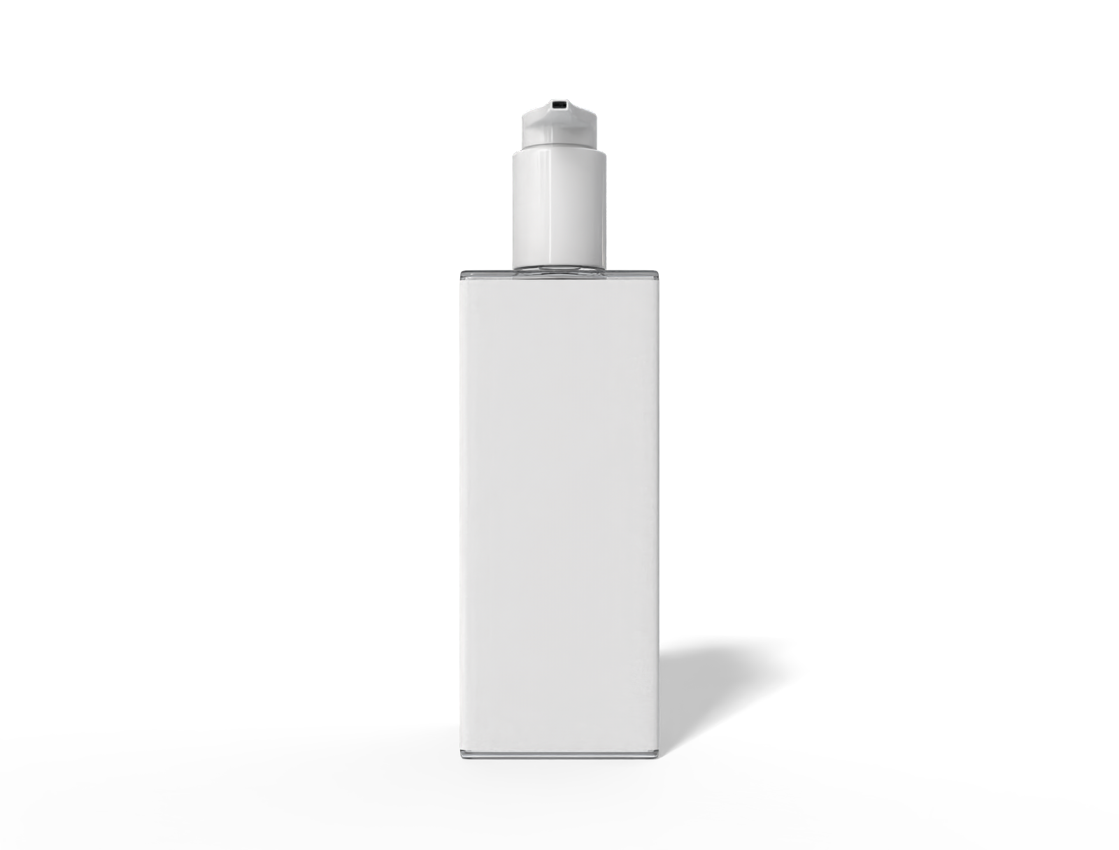 6 × 6 × 20 plastic skincare pump bottle — Clear glossy plastic