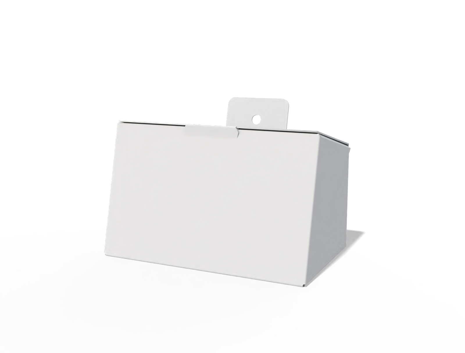 Hanging polygonal box — White paperboard