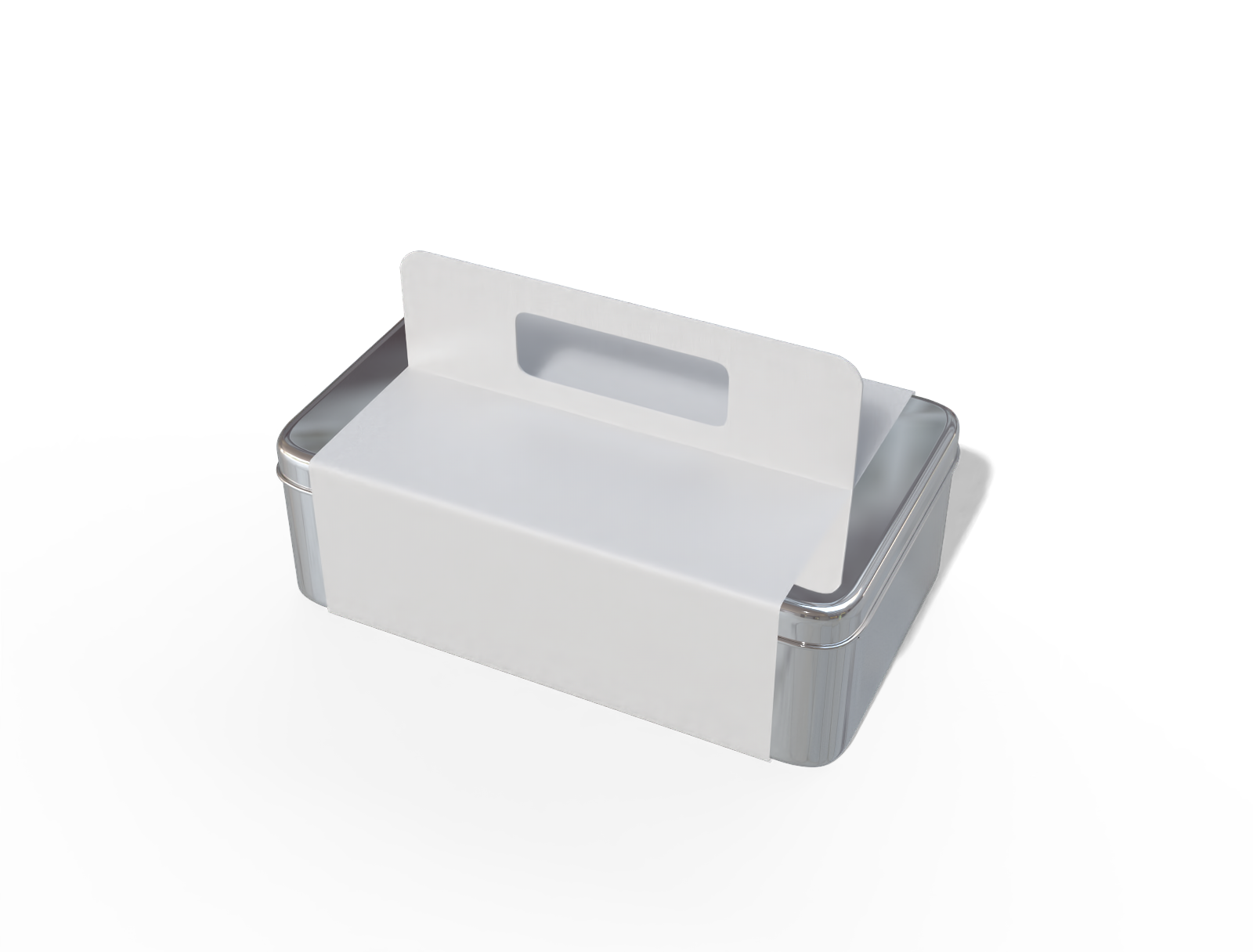 Aluminum cookie box with handle sleeve — Glossy metal